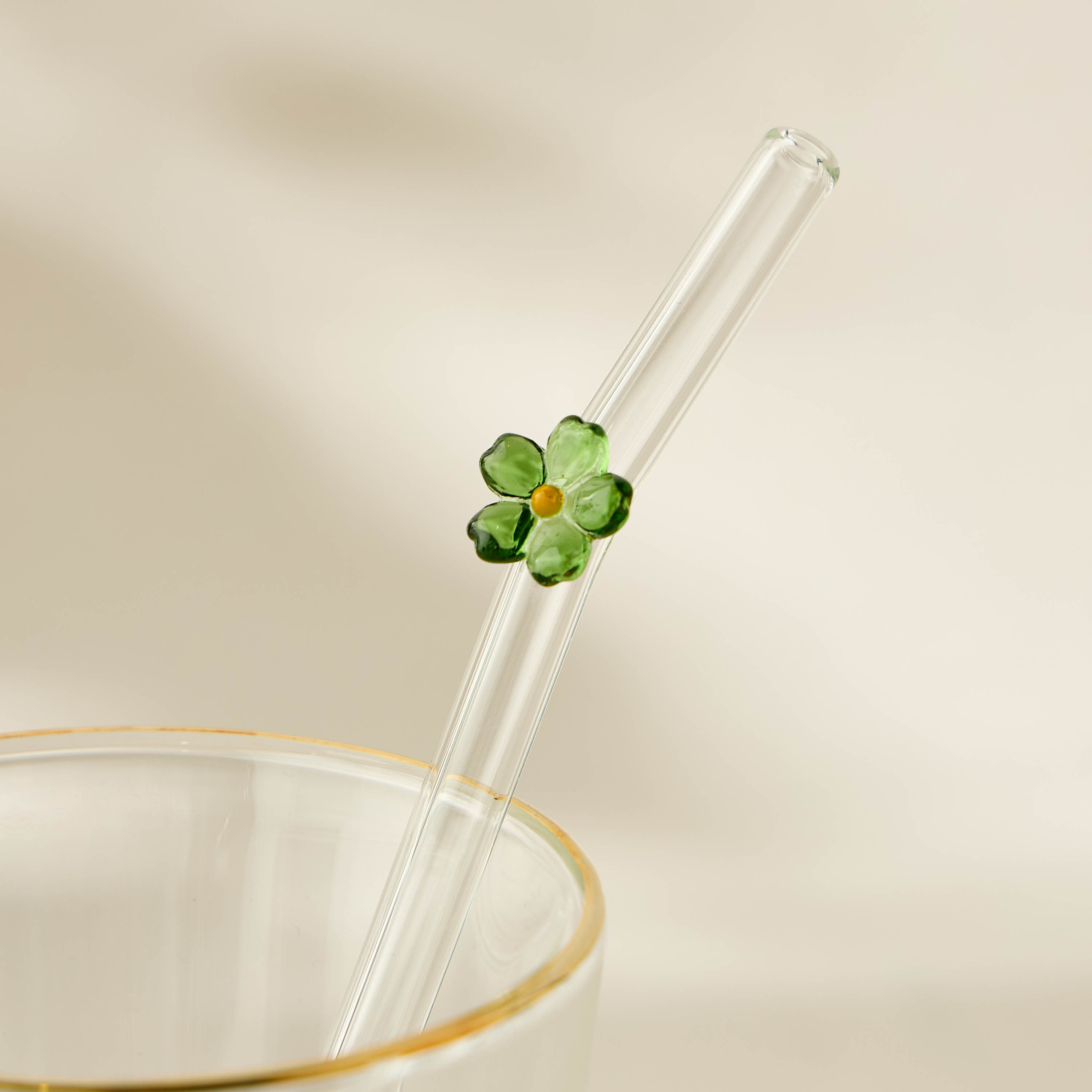 Floral Accent 7-Piece Glass Straw and Cleaning Brush Set-household-dining-glassware-drinkingglasses-image-4