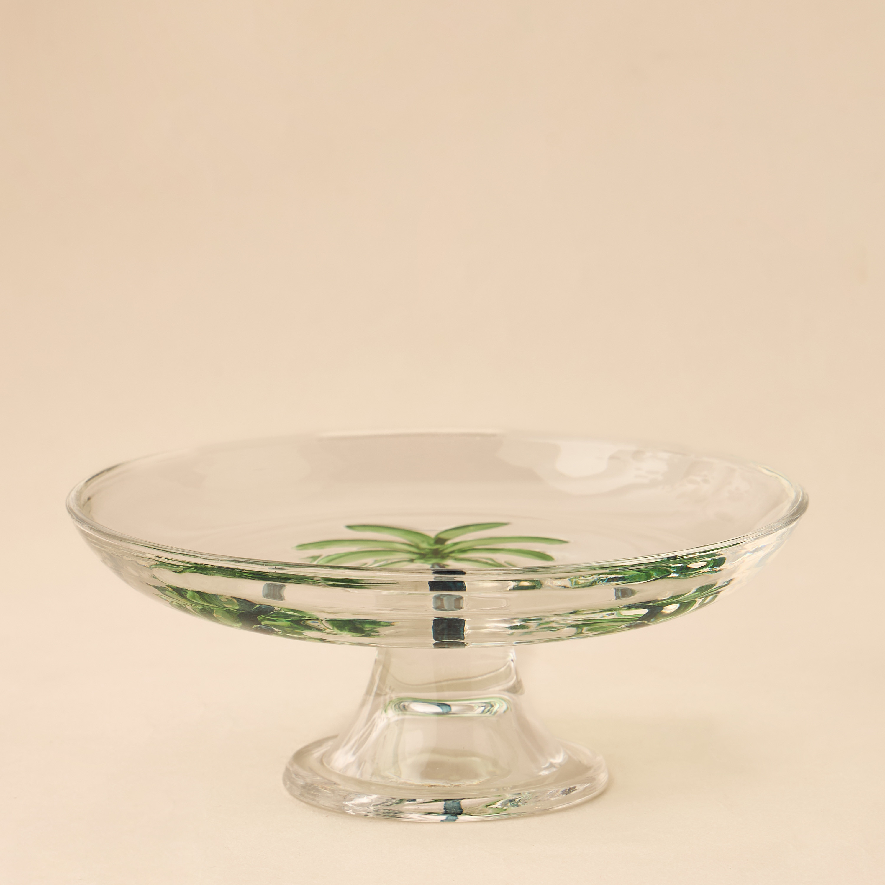 حامل كيك زجاجي بنقوش نخيل - 15x4 سم-household-dining-serveware-cakestands-image-5