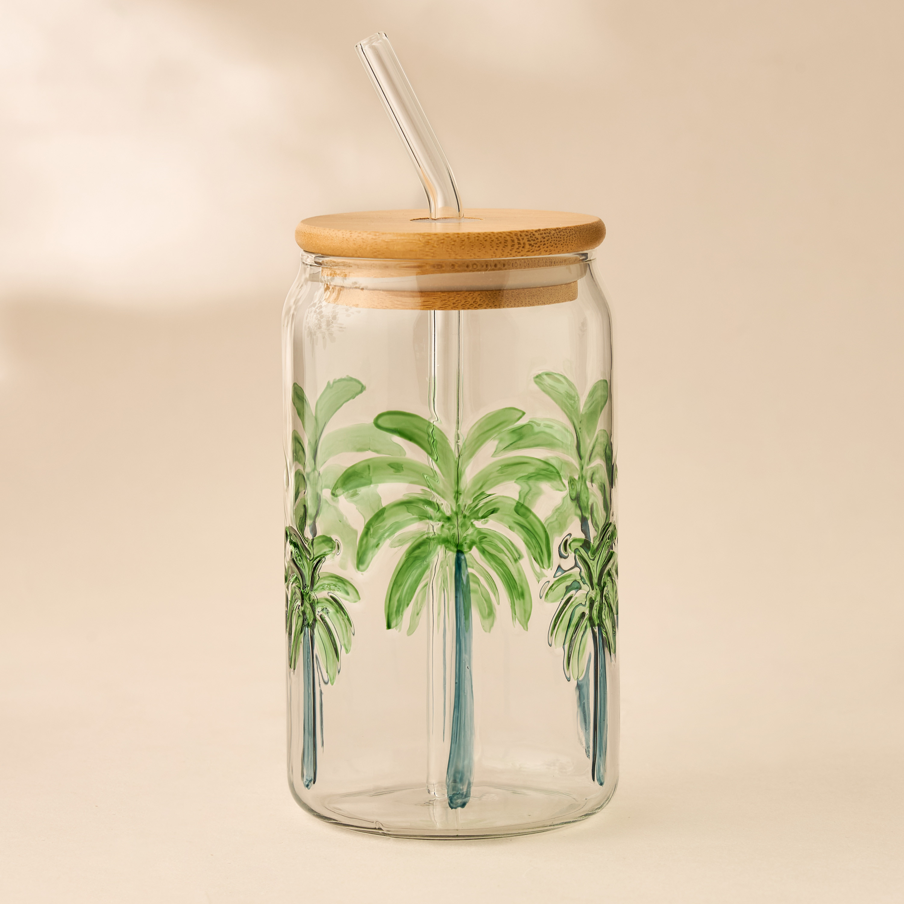 Palm Tree Debossed Glass Sipper-household-dining-teaandcoffee-travelmugsandsippers-image-1