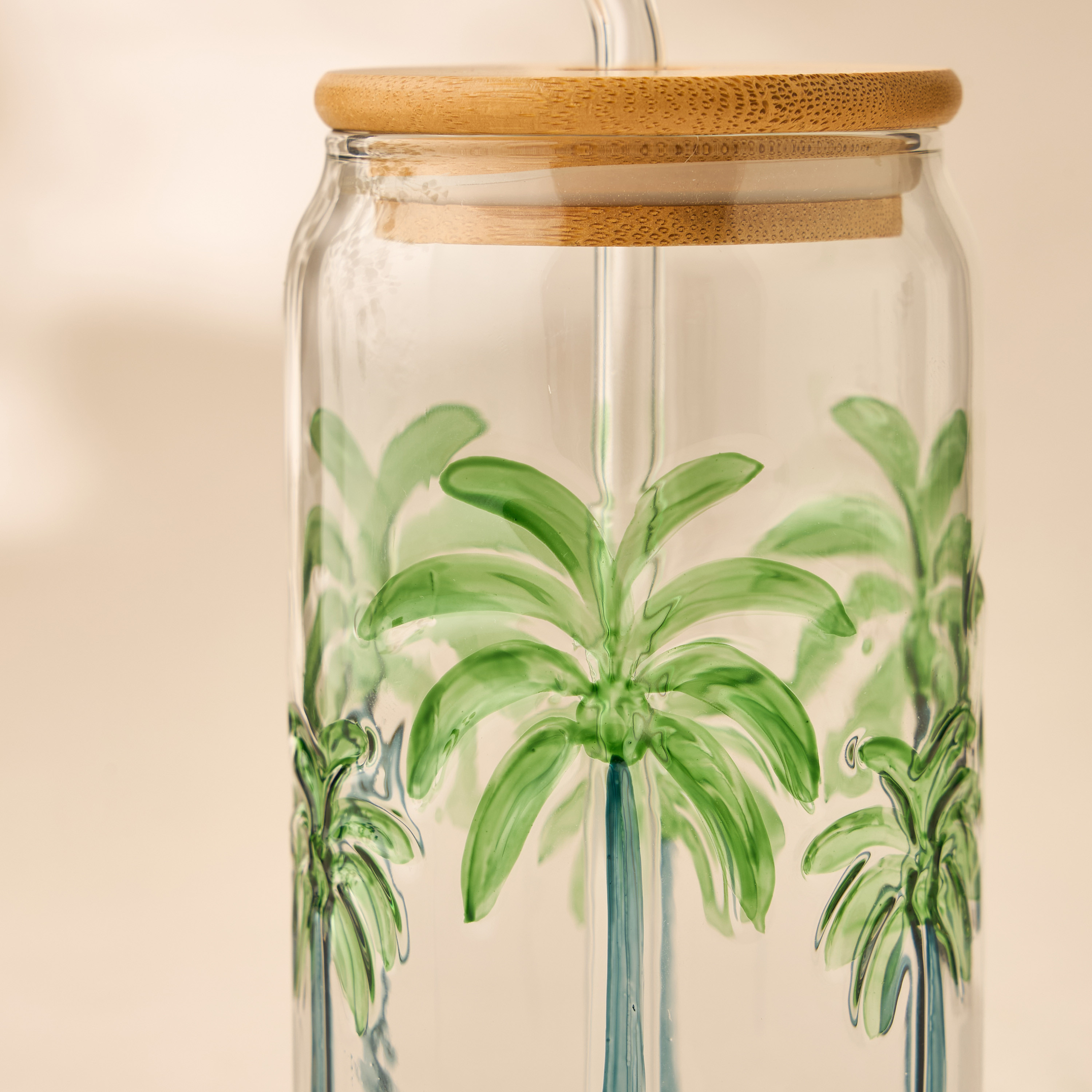 Palm Tree Debossed Glass Sipper-household-dining-teaandcoffee-travelmugsandsippers-image-2