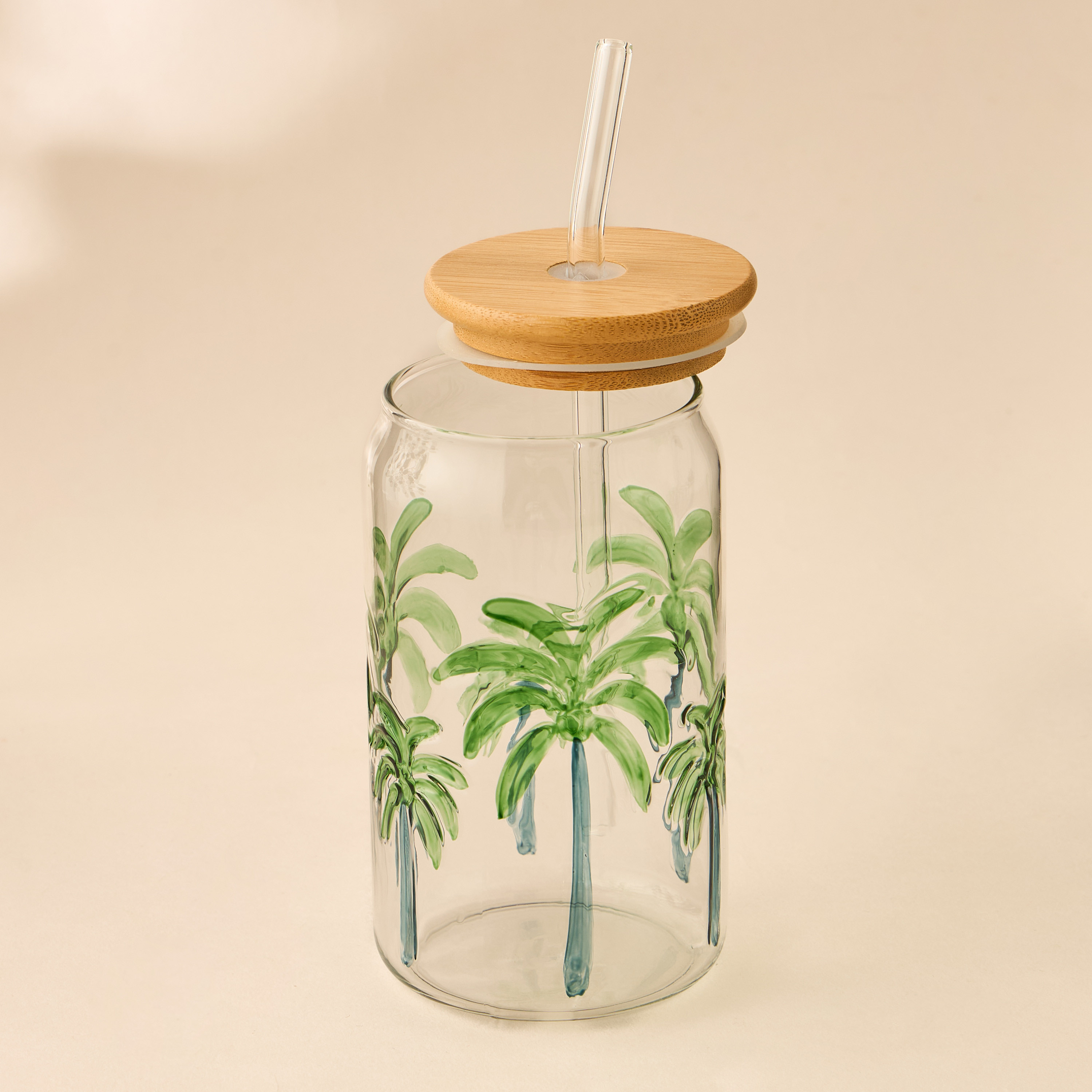 Palm Tree Debossed Glass Sipper-household-dining-teaandcoffee-travelmugsandsippers-image-4
