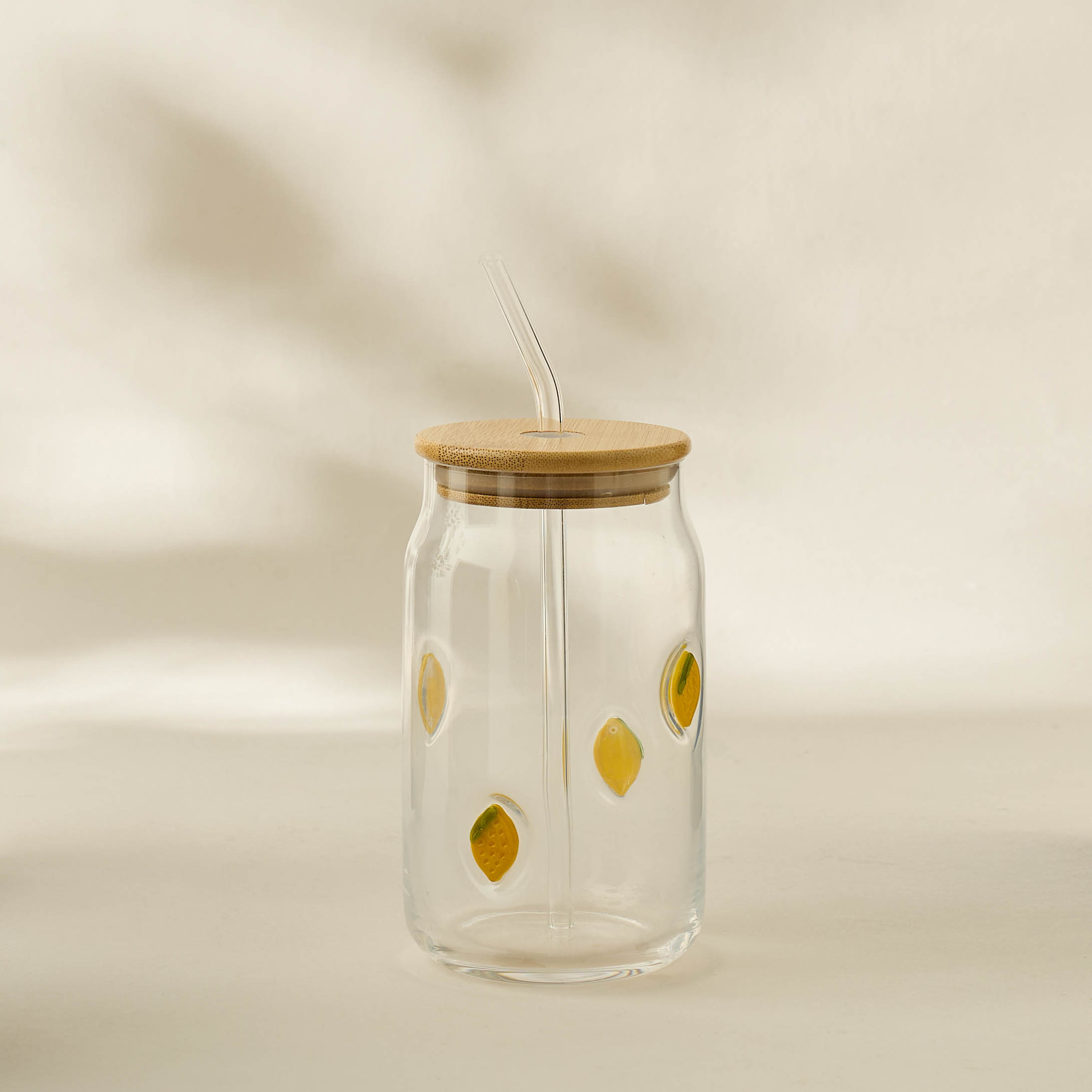 Lemon Accent Glass Sipper Bottle- 530 ml-household-dining-glassware-drinkingglasses-image-1