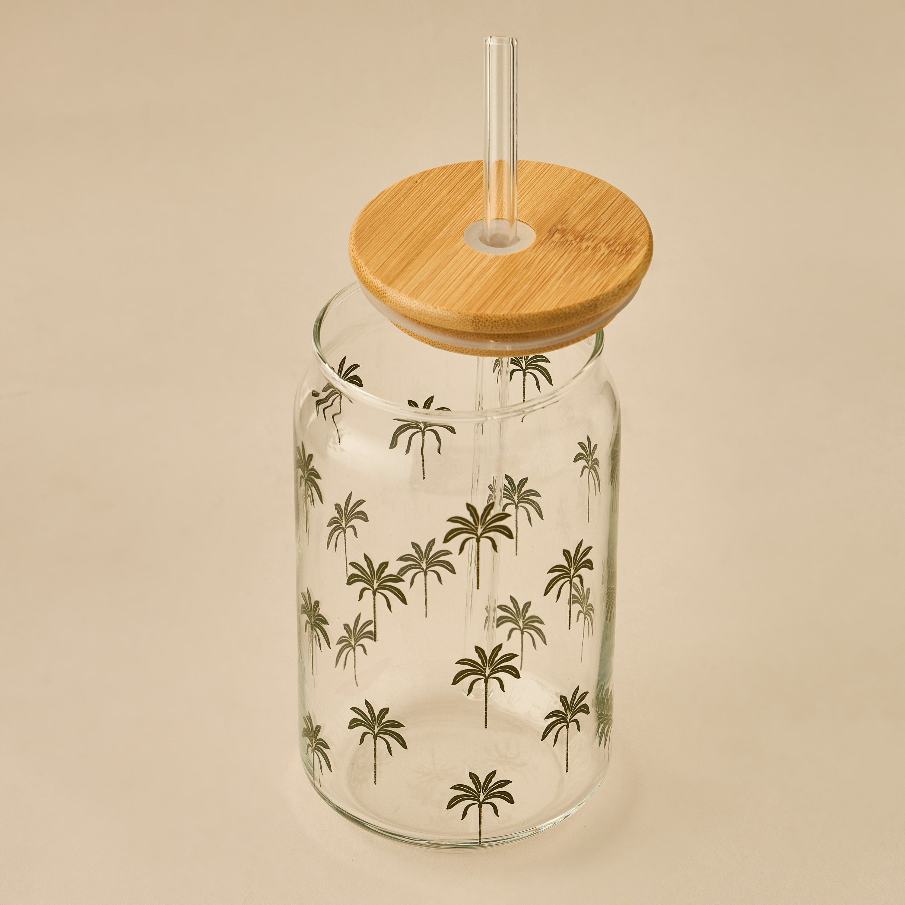 Palm Tree Print Glass Sipper - Set of 2-household-dining-teaandcoffee-travelmugsandsippers-image-2