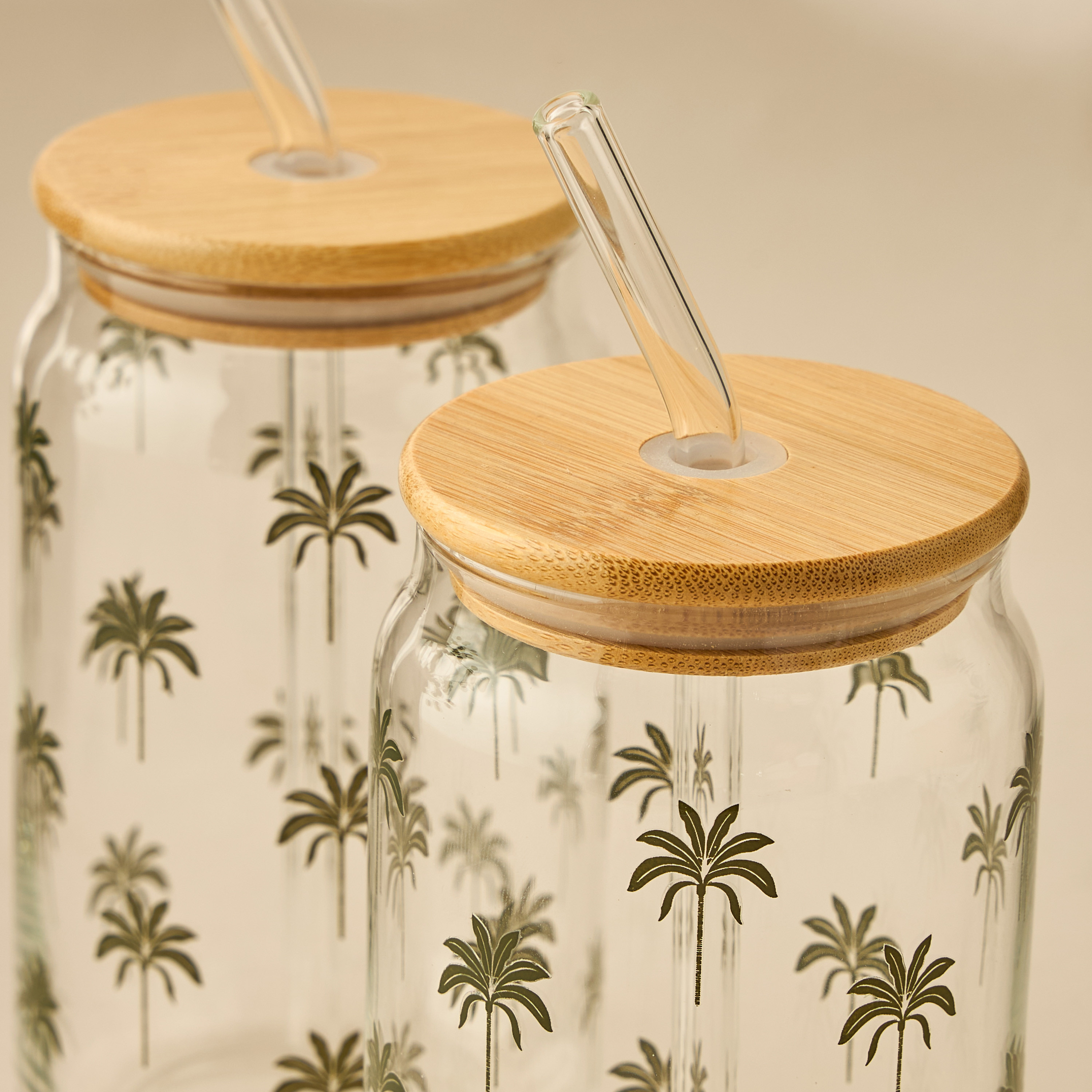 Palm Tree Print Glass Sipper - Set of 2-household-dining-teaandcoffee-travelmugsandsippers-image-3