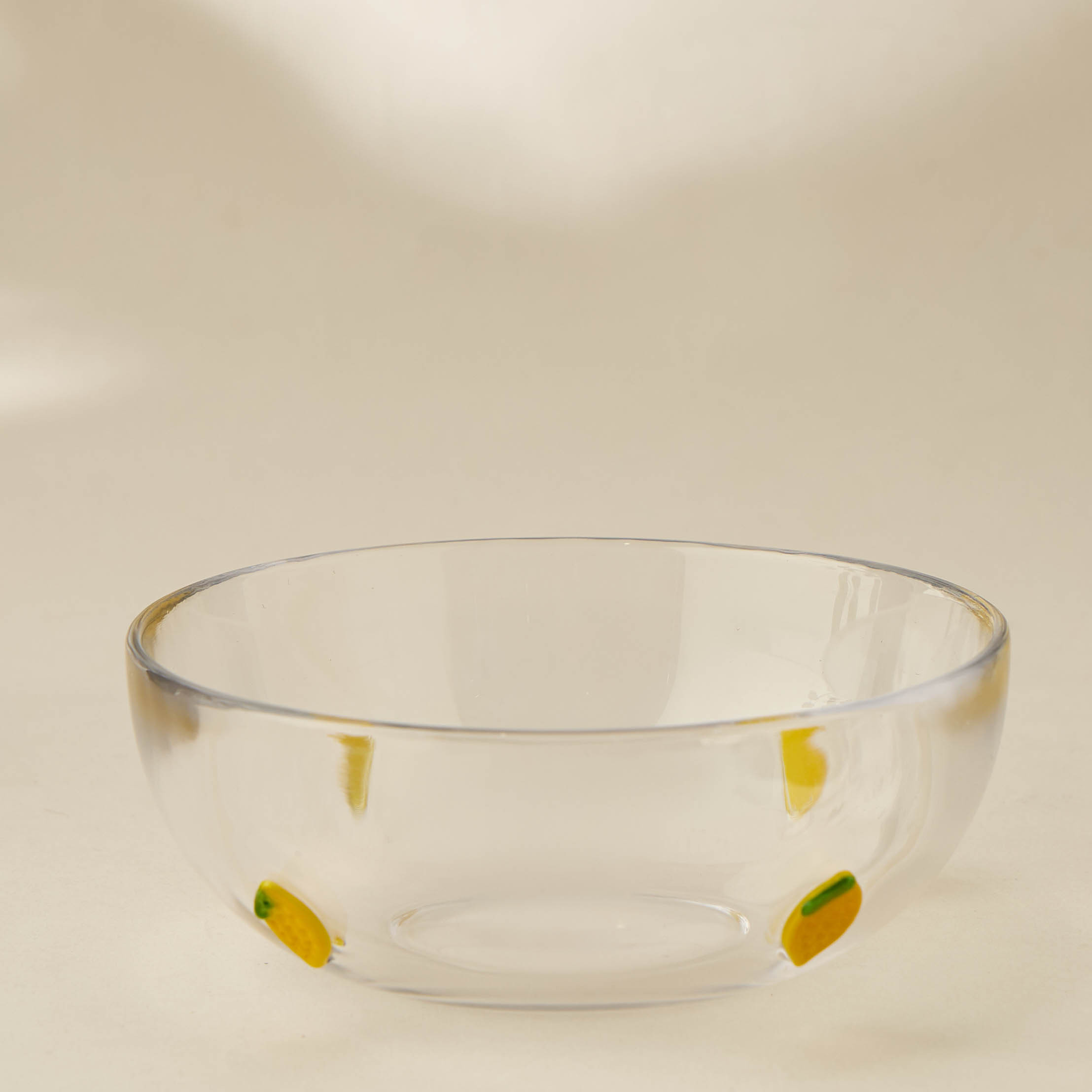 وعاء تقديم زجاجي بتزيينات ليمون - 13 سم-household-dining-dinnerware-bowls-image-1