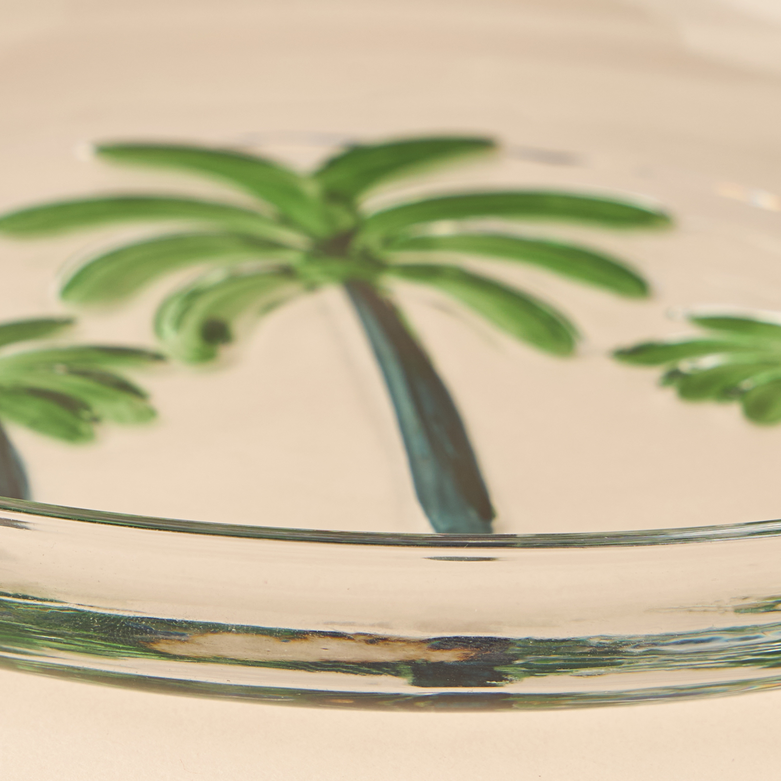 Palm Tree Debossed Glass Plate - 21x2 cms-household-dining-dinnerware-plates-image-3