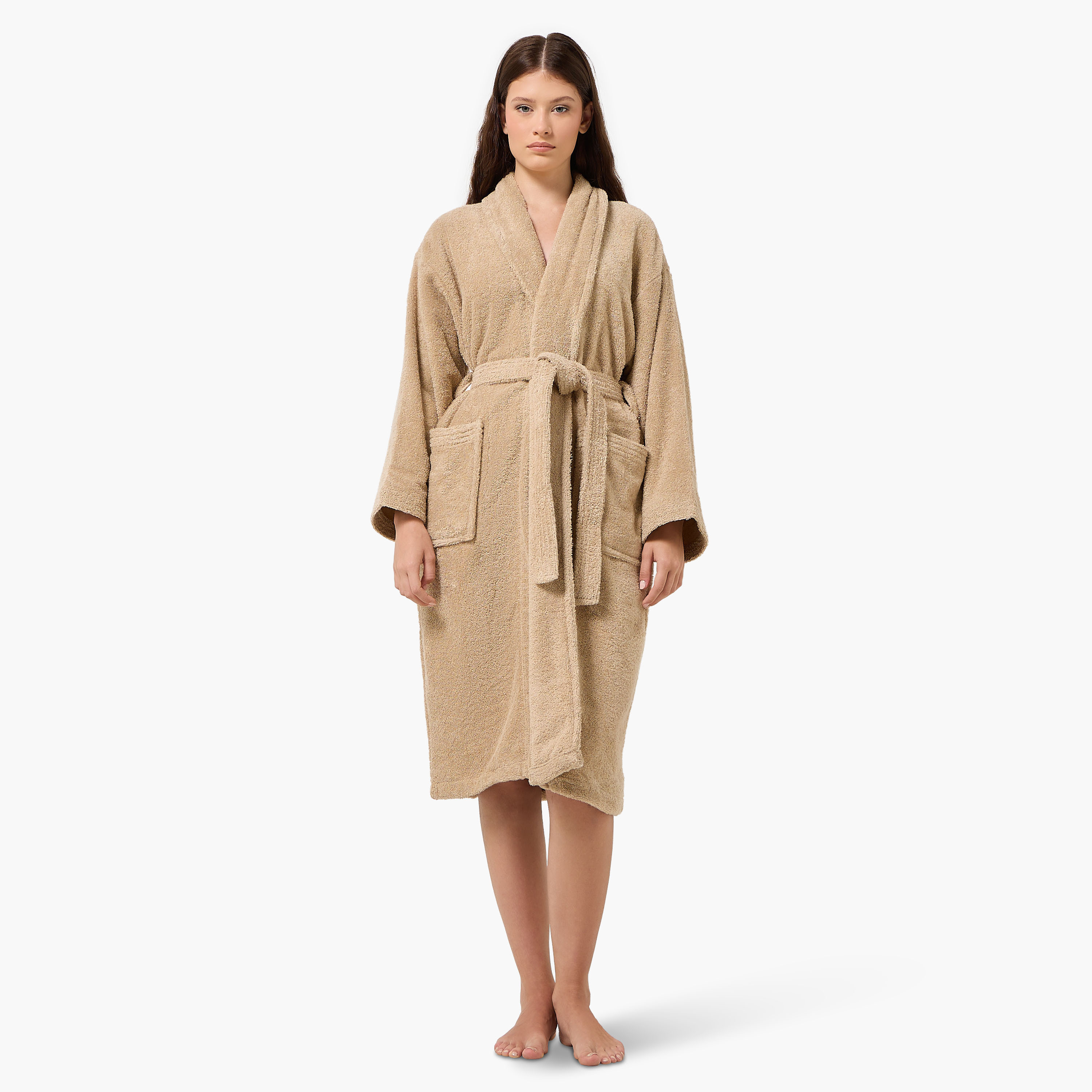 روب حمام بياقة شال وحزام 400 جرام لكل متر مربع من هالو - صغير-household-bathandlaundry-bathlinen-bathrobesandslippers-bathrobes-image-2