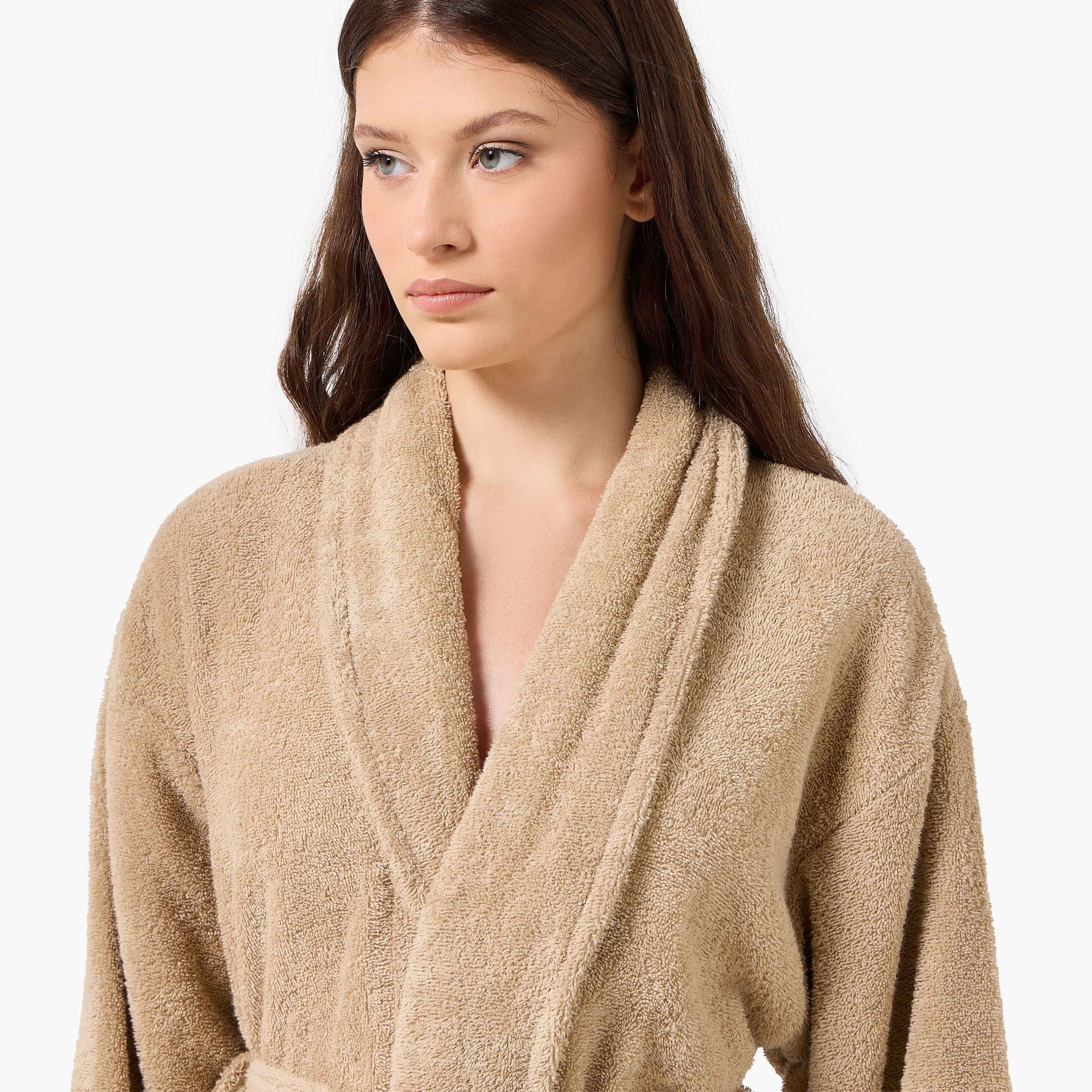 روب حمام بياقة شال وحزام 400 جرام لكل متر مربع من هالو - صغير-household-bathandlaundry-bathlinen-bathrobesandslippers-bathrobes-image-4
