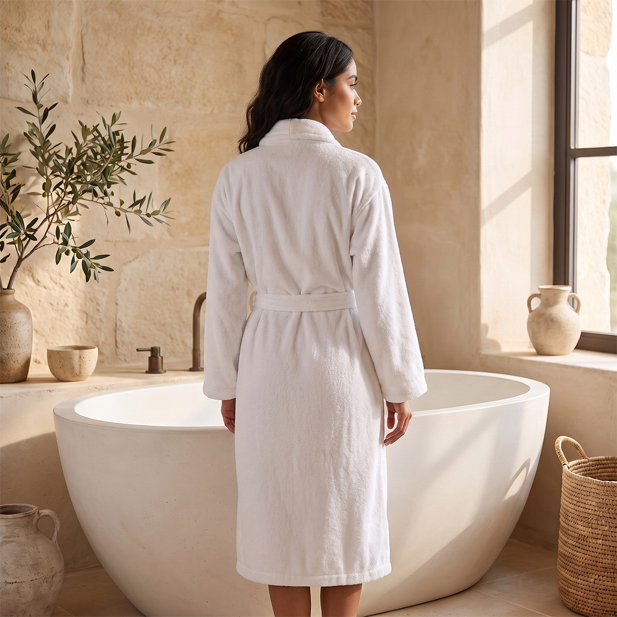 Halo 400 GSM Shawl Collar Bathrobe with Belt - Large-household-bathandlaundry-bathlinen-bathrobesandslippers-bathrobes-image-2