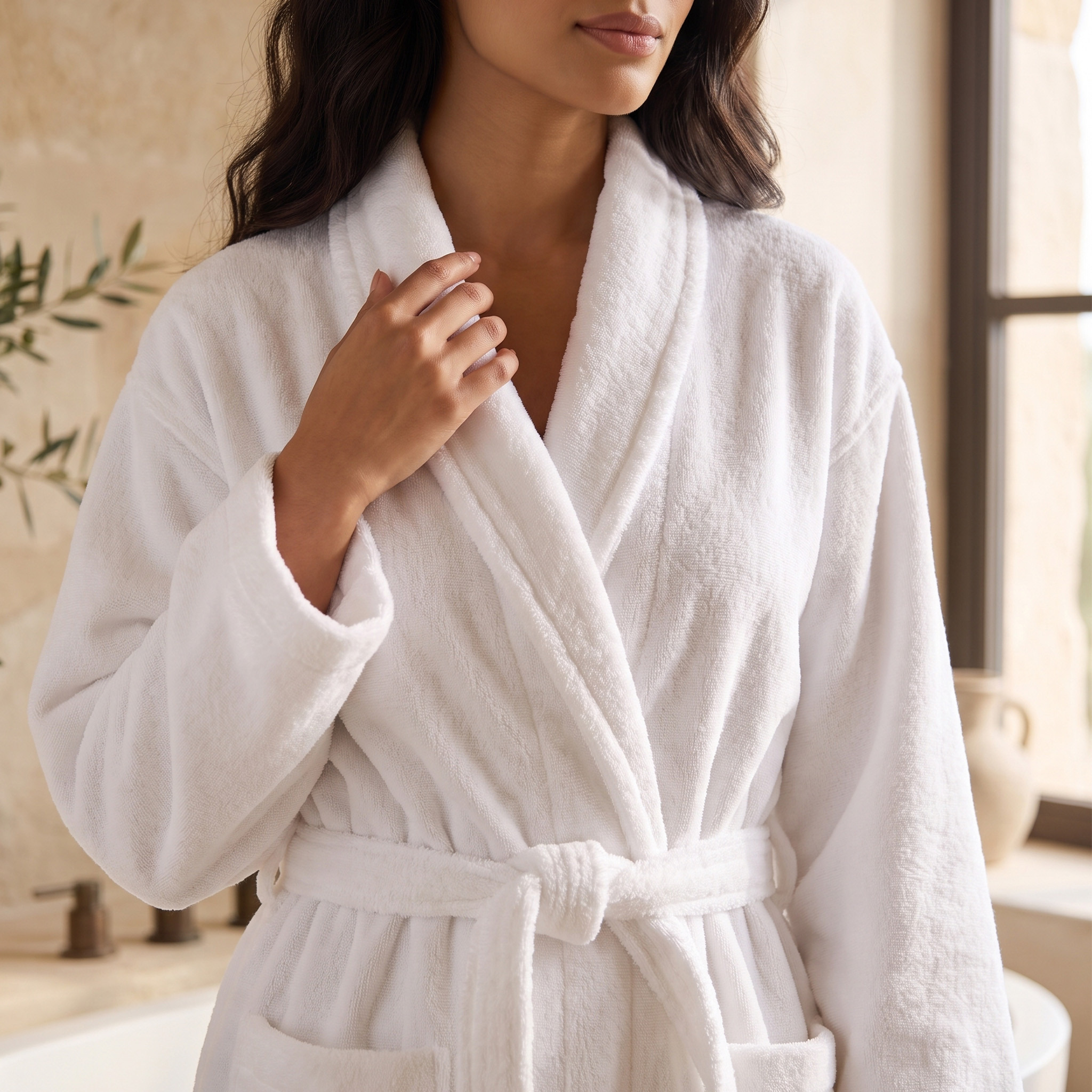 Halo 400 GSM Shawl Collar Bathrobe with Belt - Large-household-bathandlaundry-bathlinen-bathrobesandslippers-bathrobes-image-3