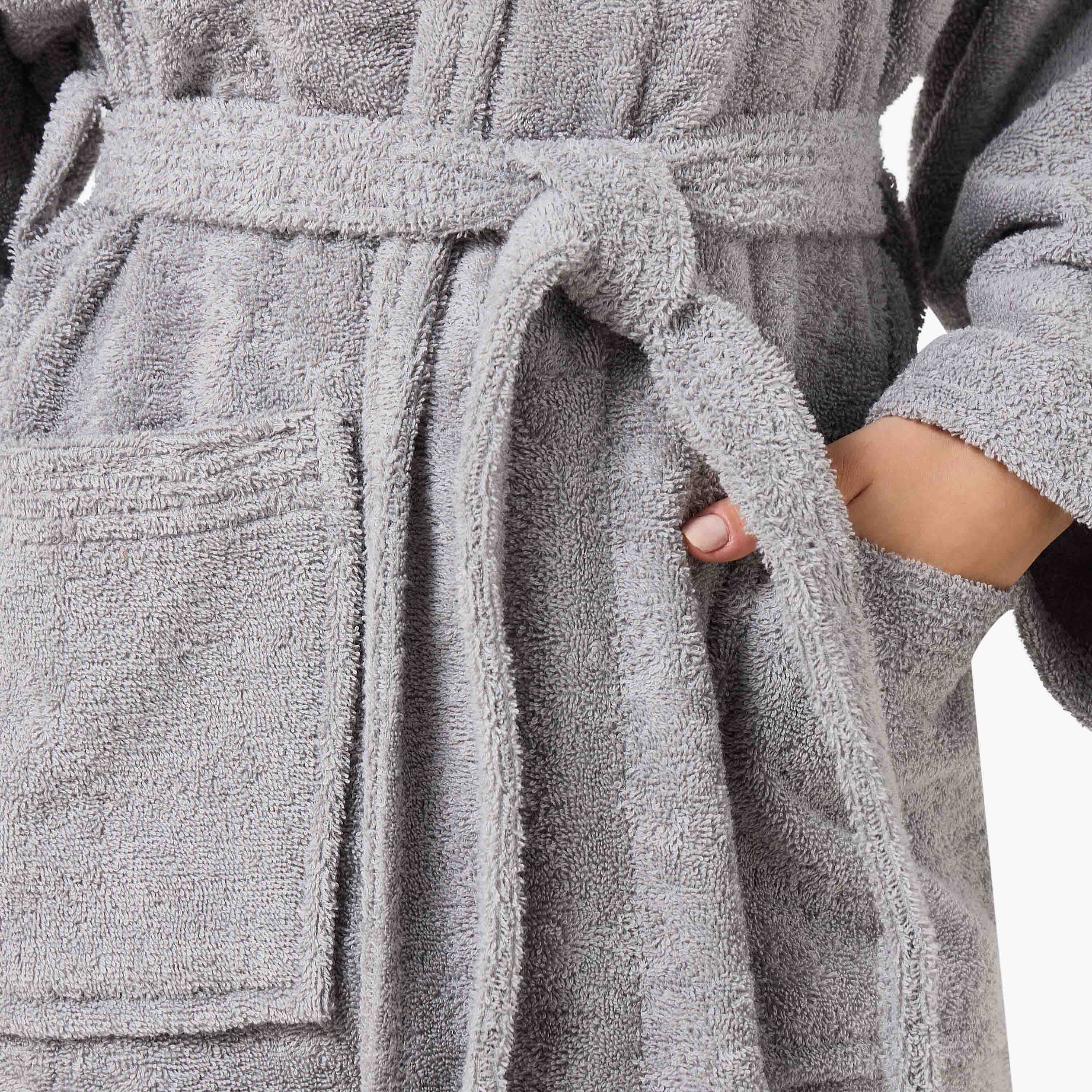 روب حمام بياقة شال وحزام 400 جرام لكل متر مربع من هالو - صغير-household-bathandlaundry-bathlinen-bathrobesandslippers-bathrobes-image-4
