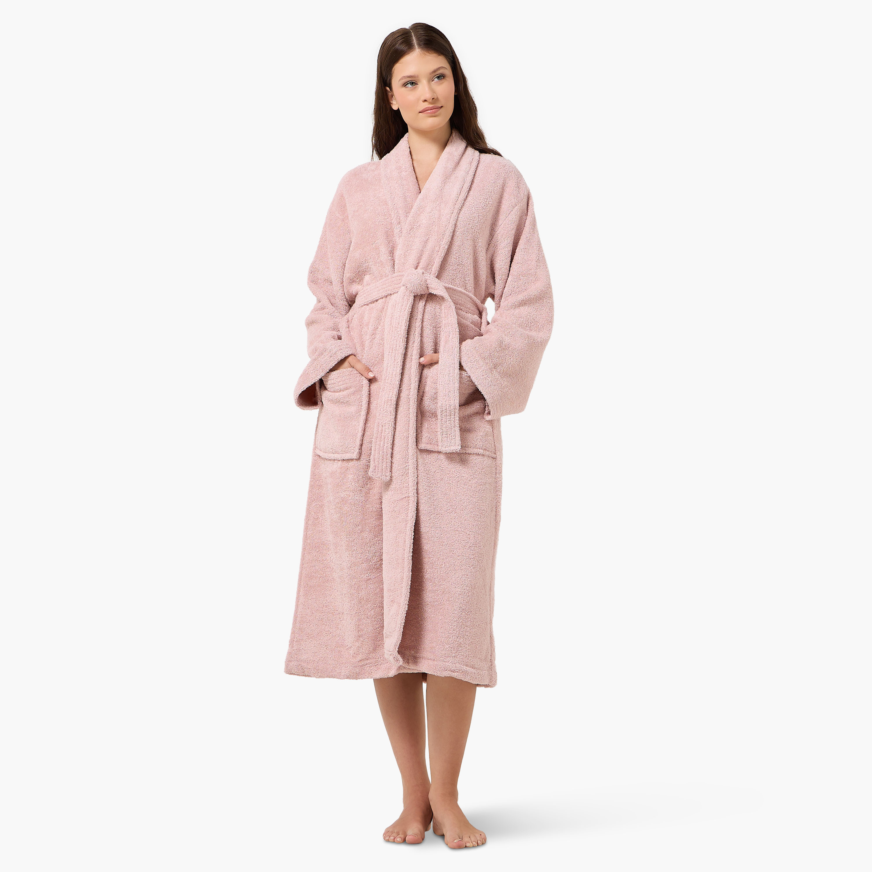 Halo 400 GSM Shawl Collar Bathrobe with Belt - Large-household-bathandlaundry-bathlinen-bathrobesandslippers-bathrobes-image-2