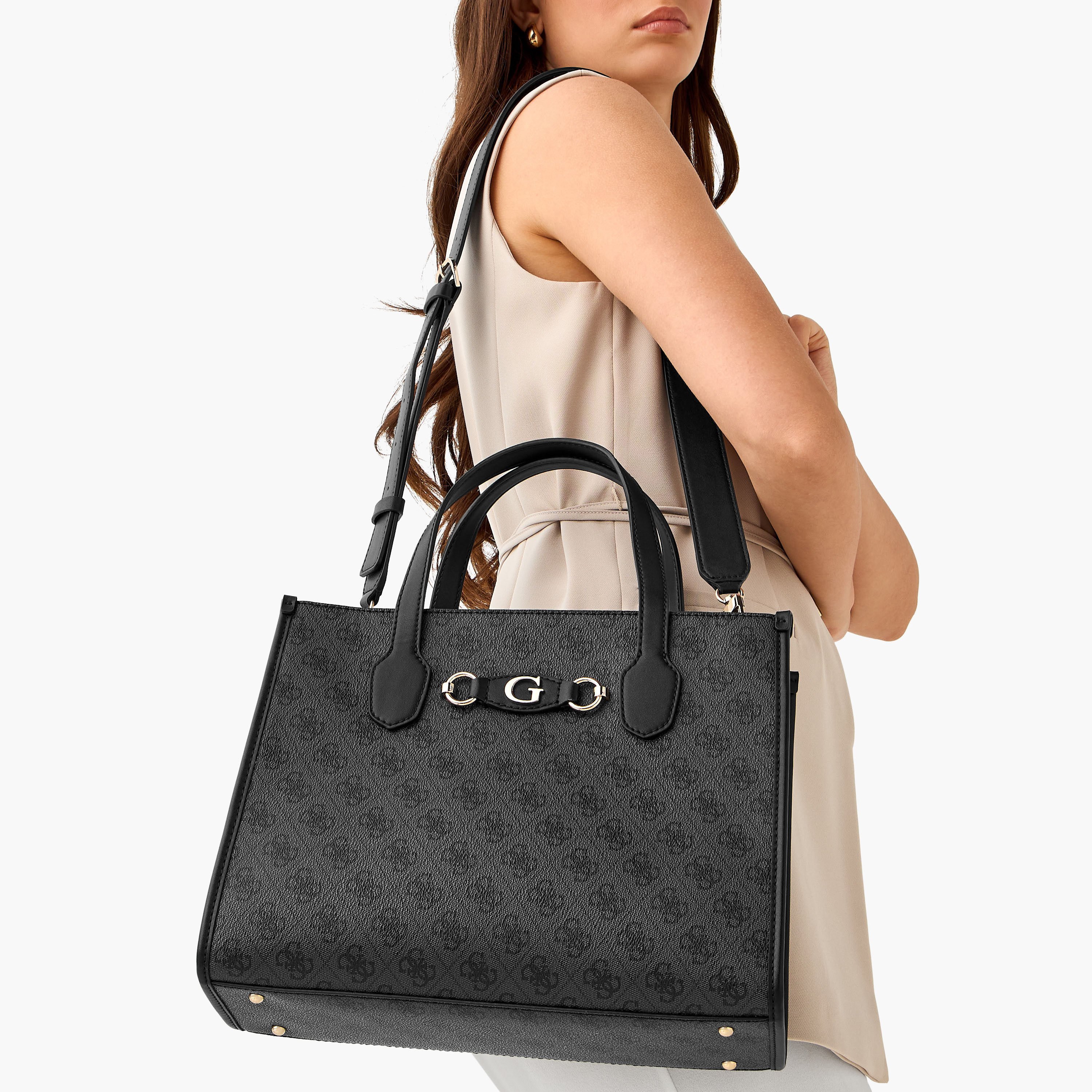 Guess Izzy Monogram Print Tote Bag with Detachable Strap-women-bagsandwallets-handbags-image-2