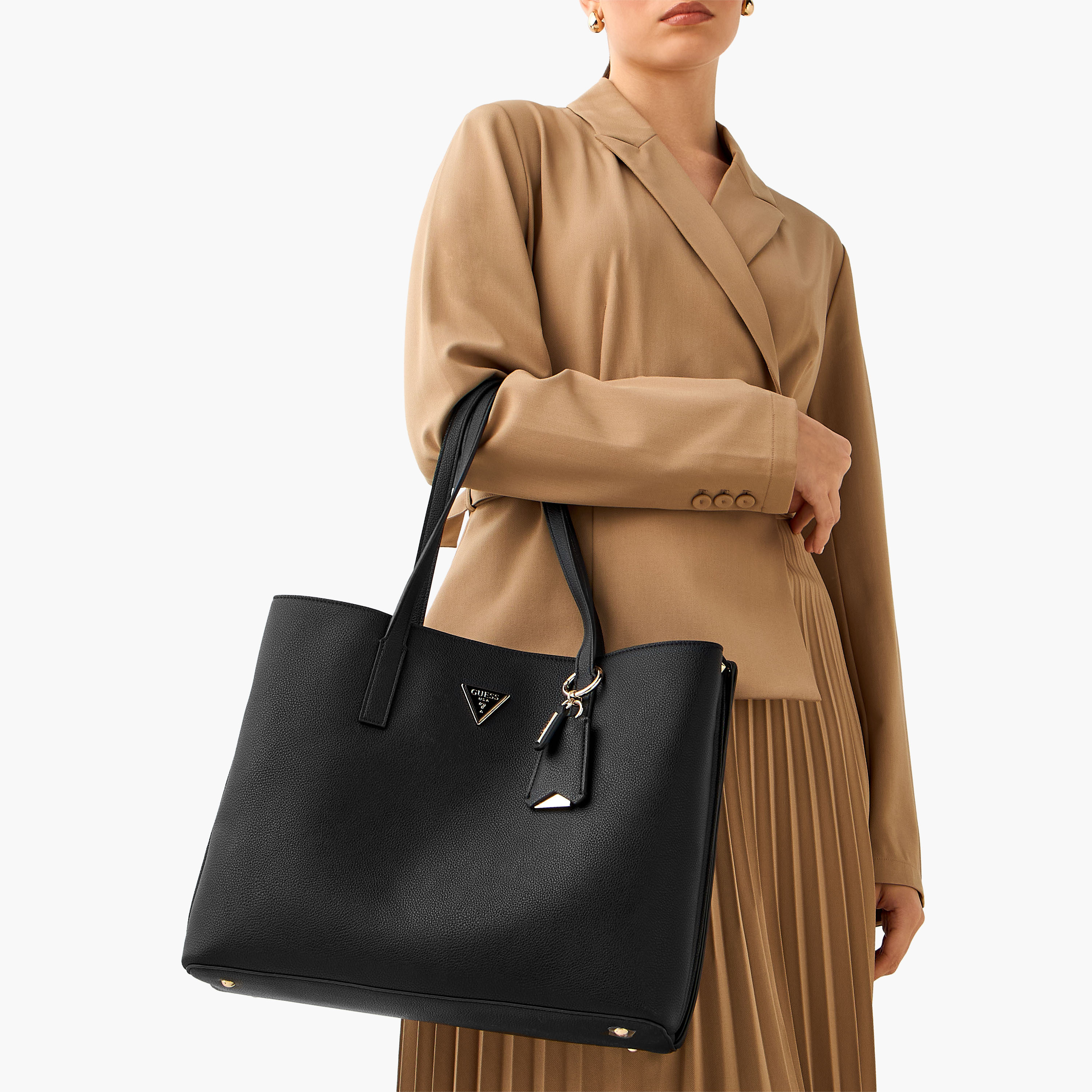 Guess Meridian II Girlfriend Textured Tote Bag with Zip Closure-women-bagsandwallets-handbags-image-2