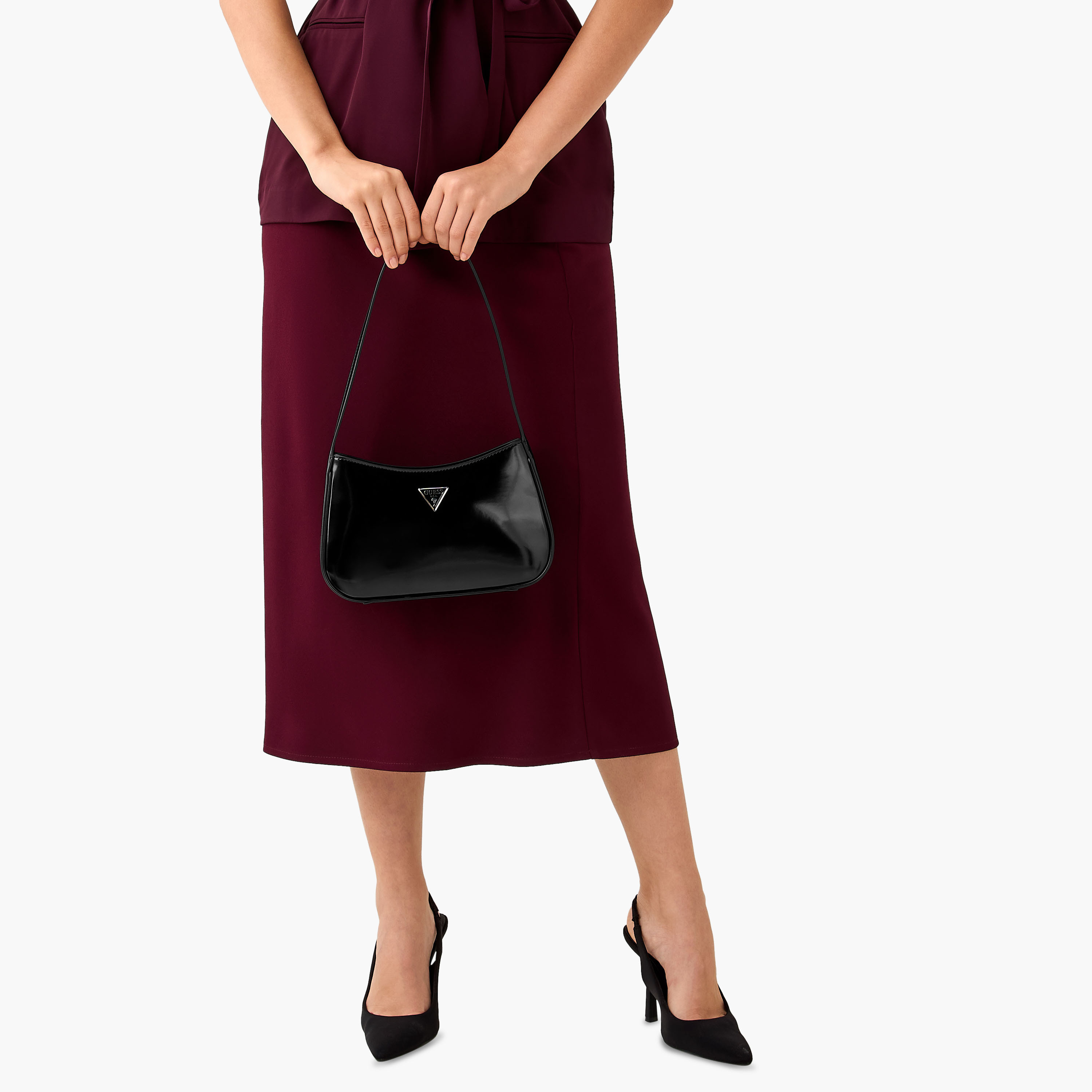 Guess Arnela Solid Shoulder Bag with Strap Handle-women-bagsandwallets-handbags-image-2