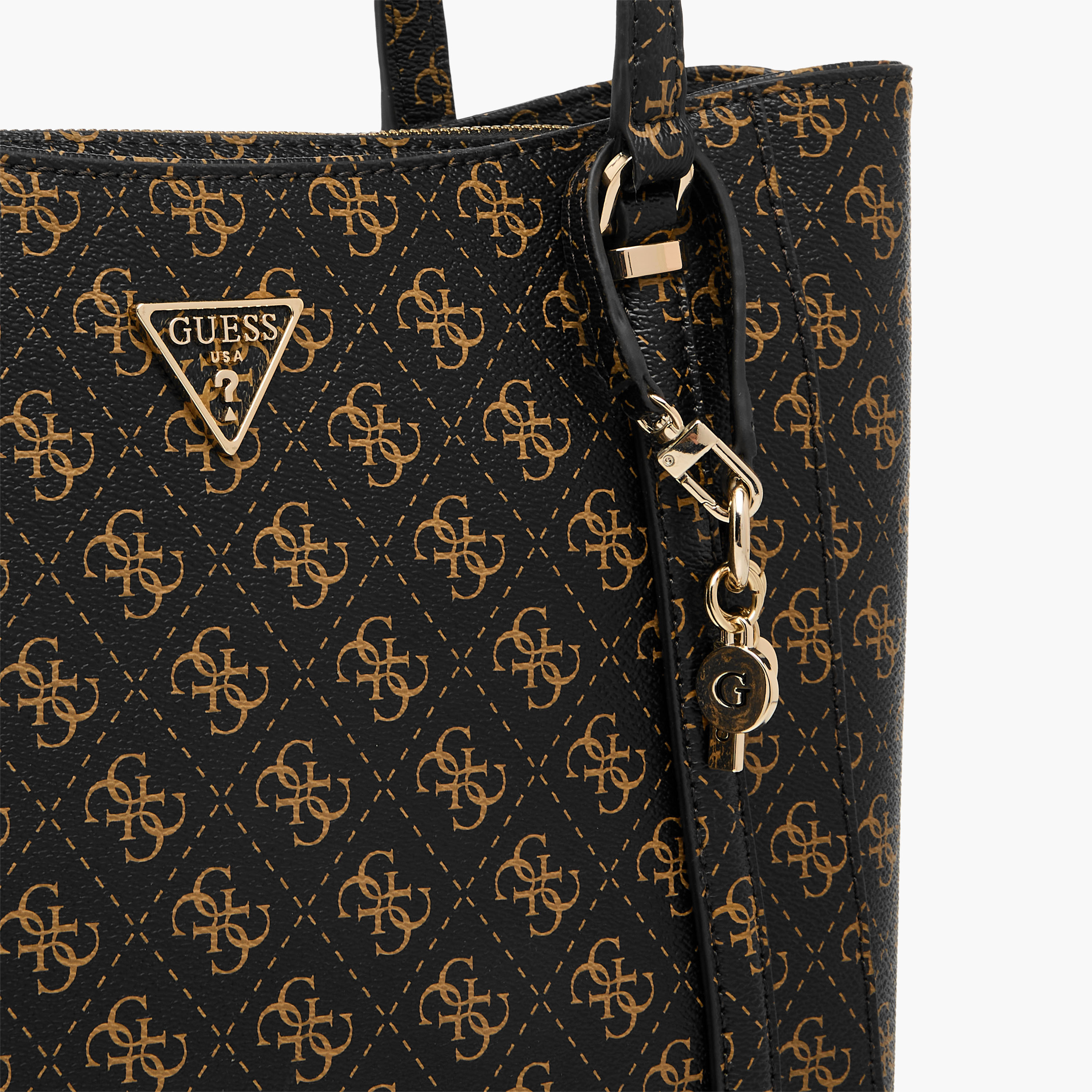 Guess Daryna Elite Monogram Print Tote Bag with Charm Detail-women-bagsandwallets-handbags-image-5