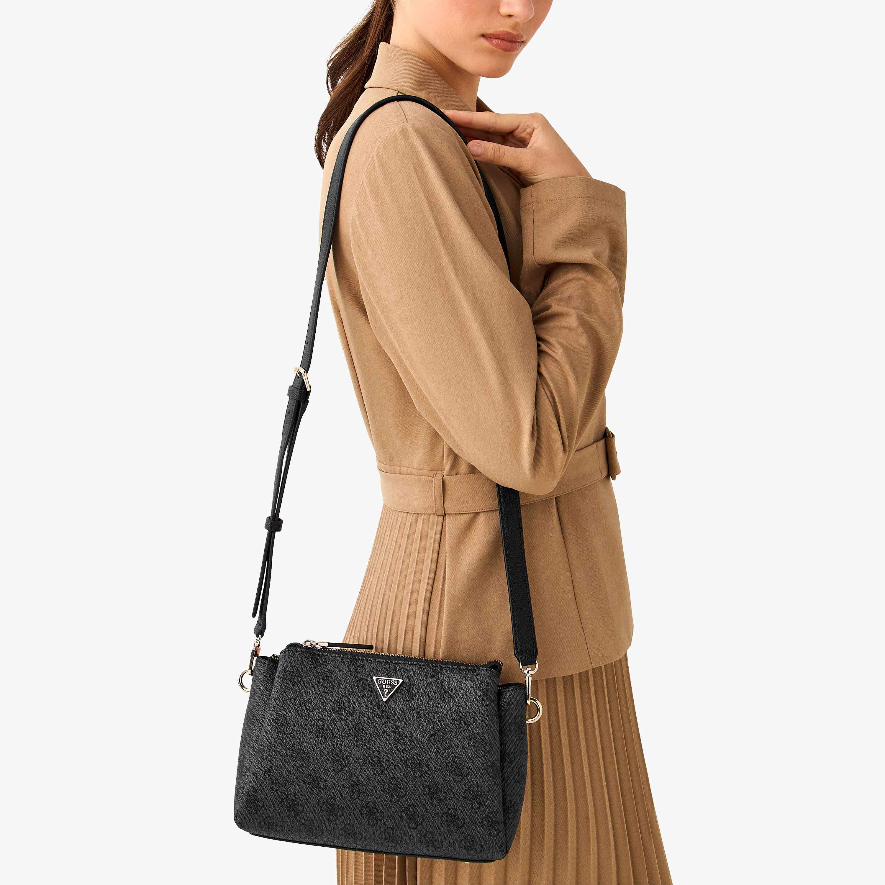 حقيبة كروس بودي Guess نويل II بنقش المونوغرام مع إغلاق بسحاب وحزام قابل للتعديل-women-bagsandwallets-handbags-image-2