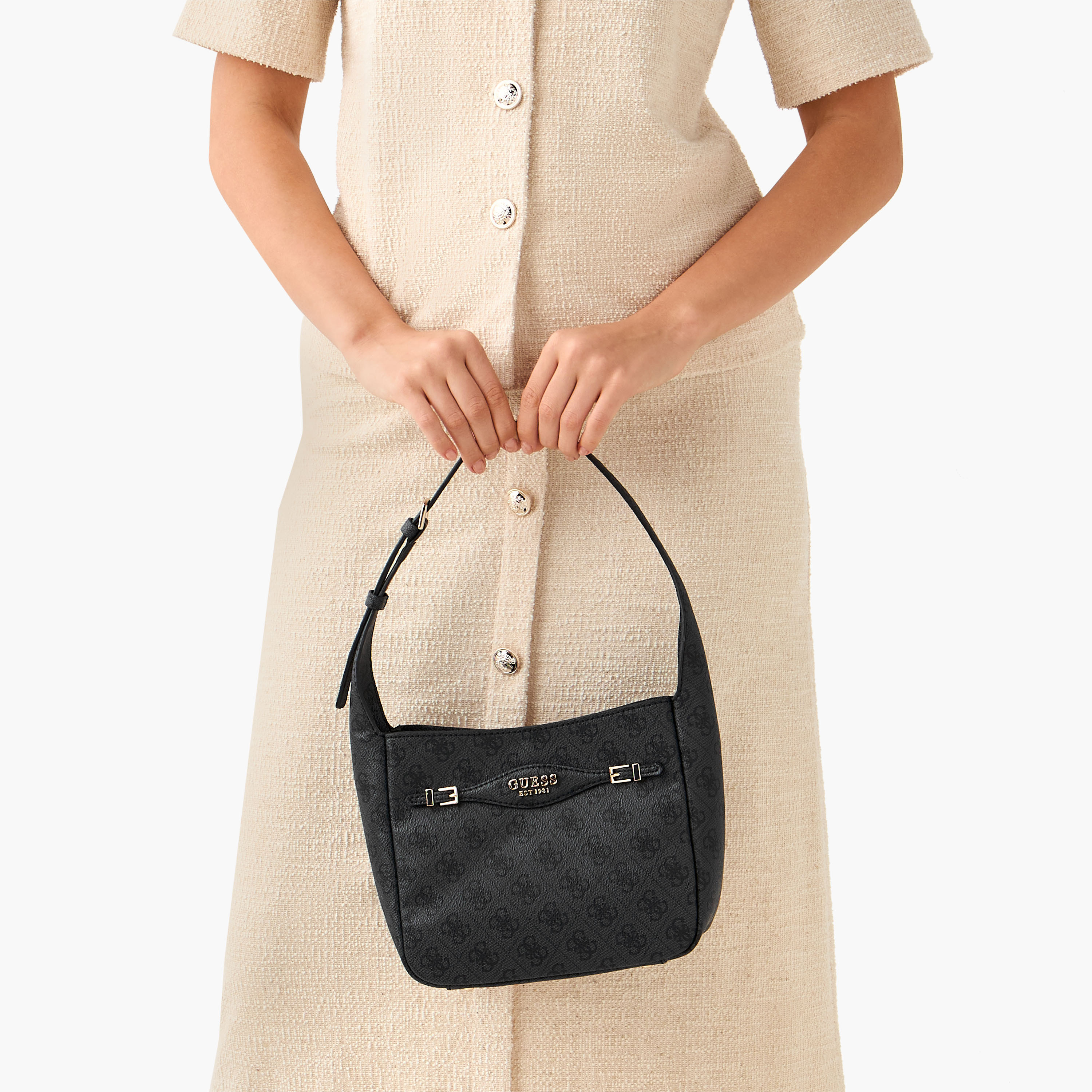 Guess Katya Monogram Print Shoulder Bag with Adjustable Strap-women-bagsandwallets-handbags-image-2