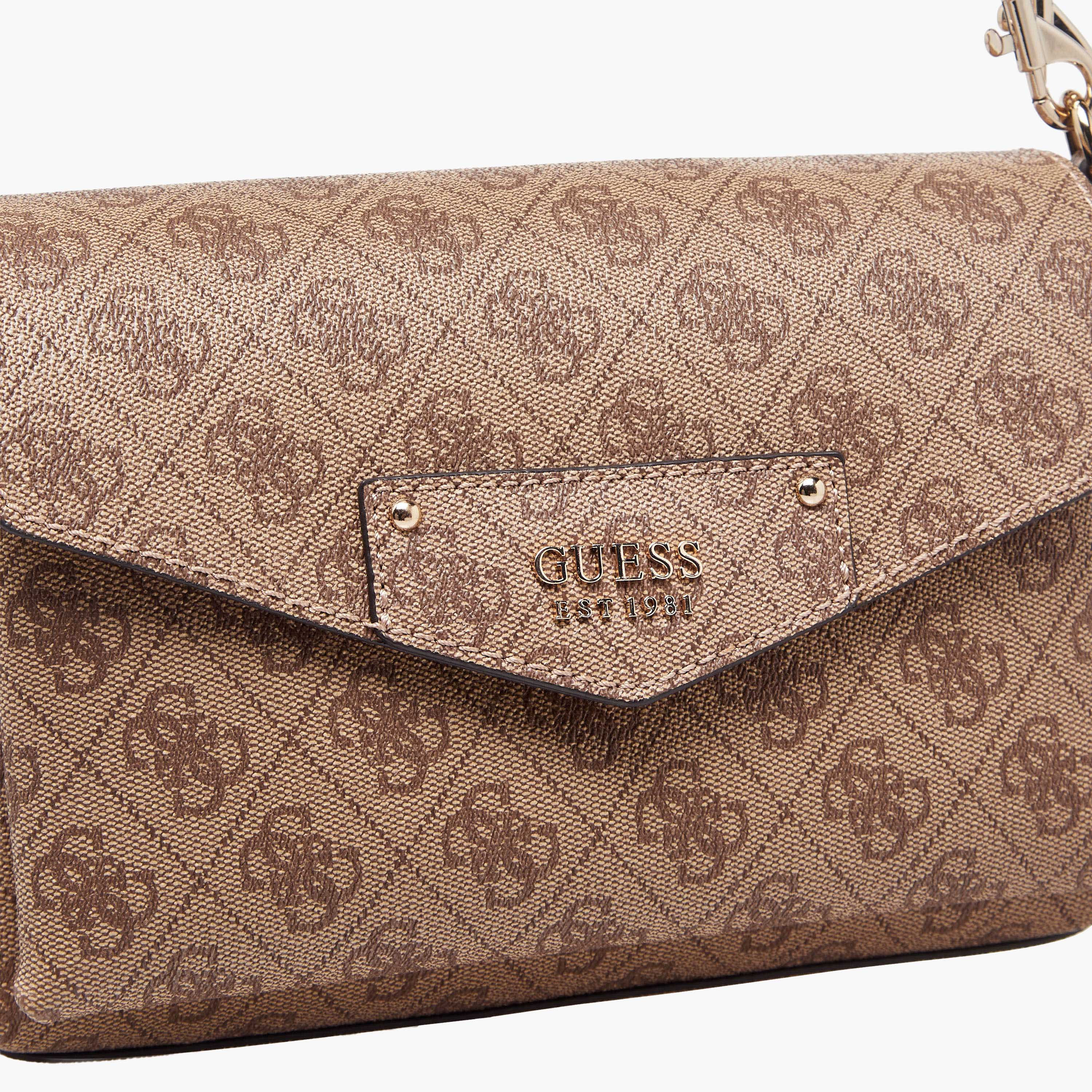 Guess Eco Brenton Monogram Print Shoulder Bag with Adjustable Strap-women-bagsandwallets-handbags-image-5