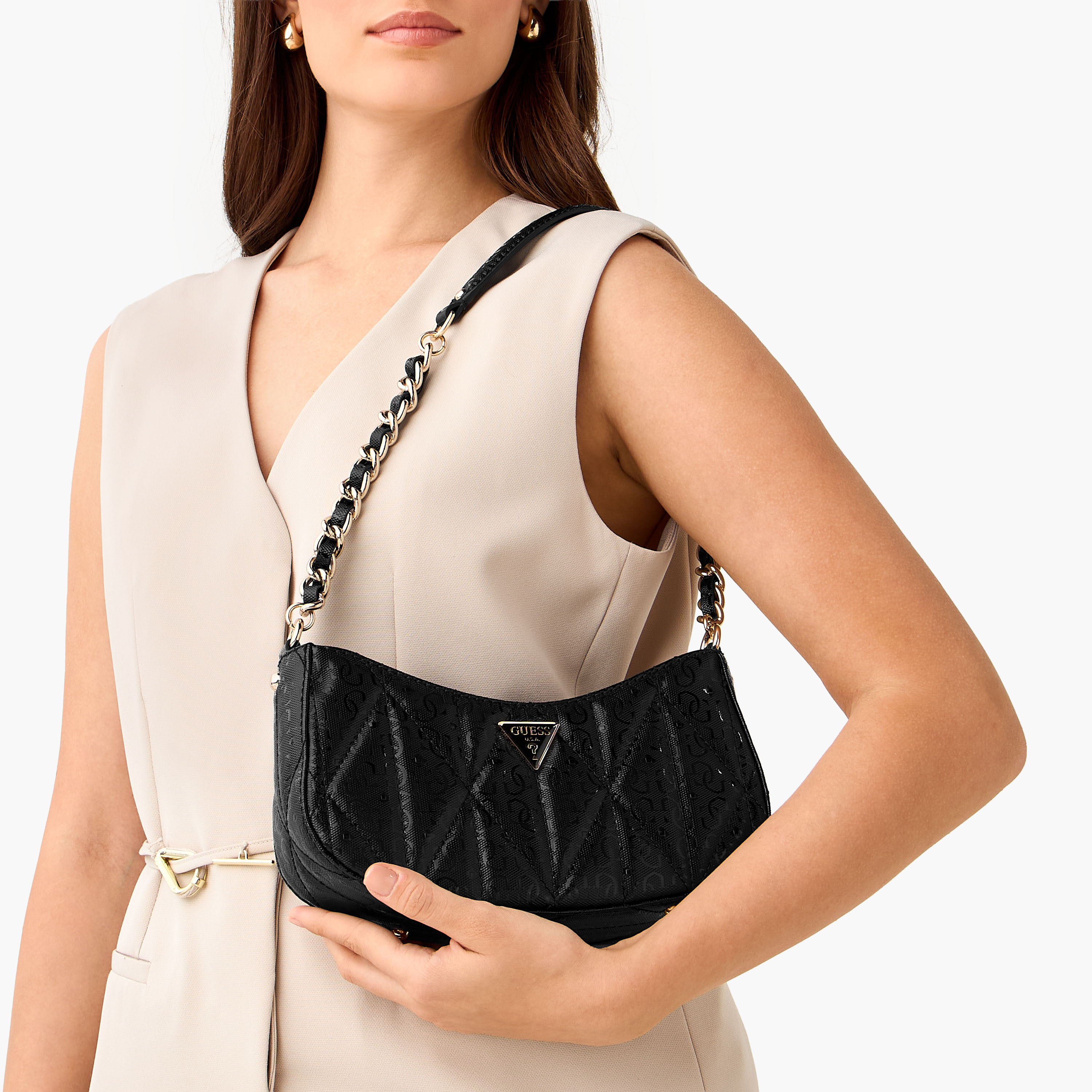 Guess Aldina Monogram Print Shoulder Bag with Zip Closure-women-bagsandwallets-handbags-image-2
