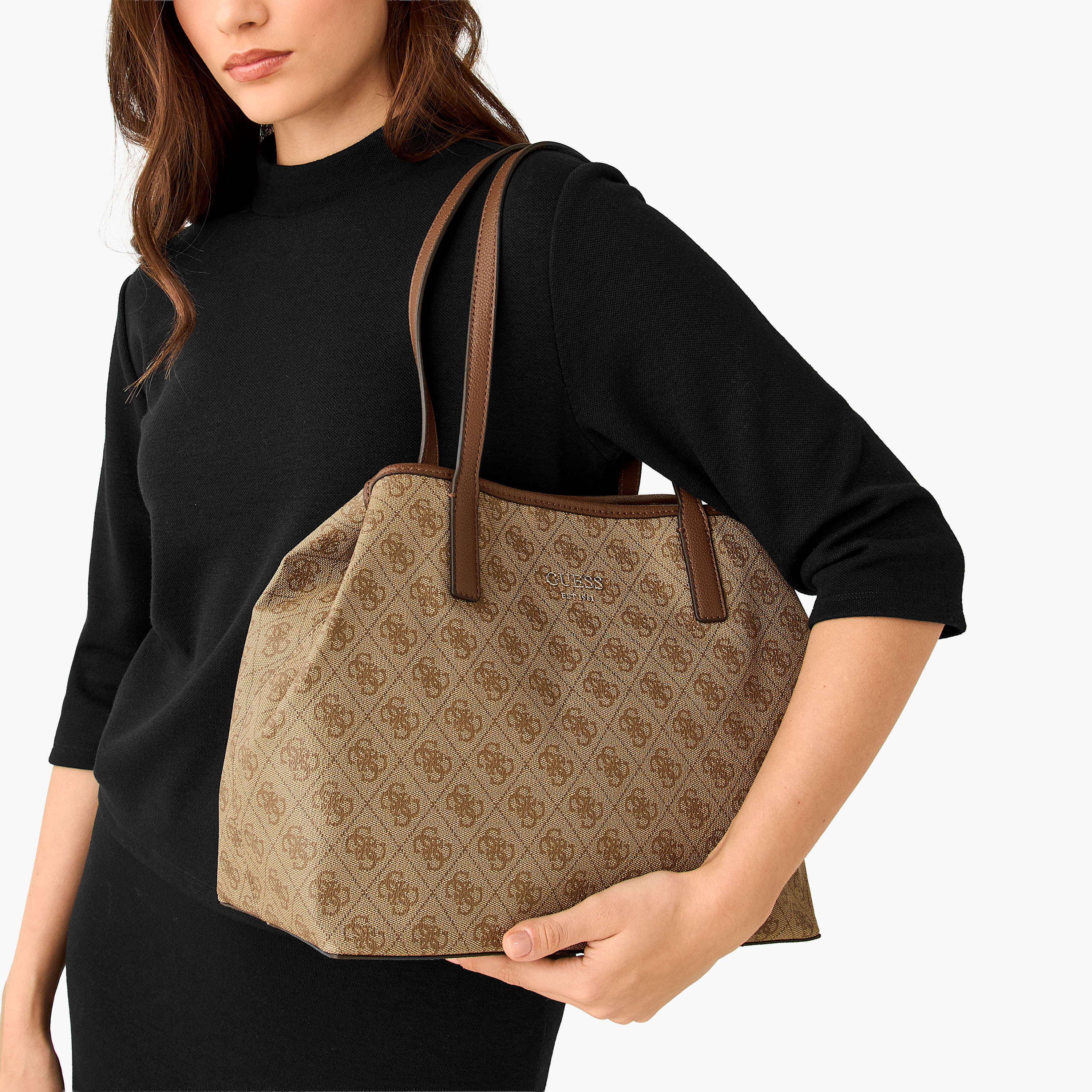 Guess Vikky II Monogram Print Tote Bag with Pouch-women-bagsandwallets-handbags-image-2