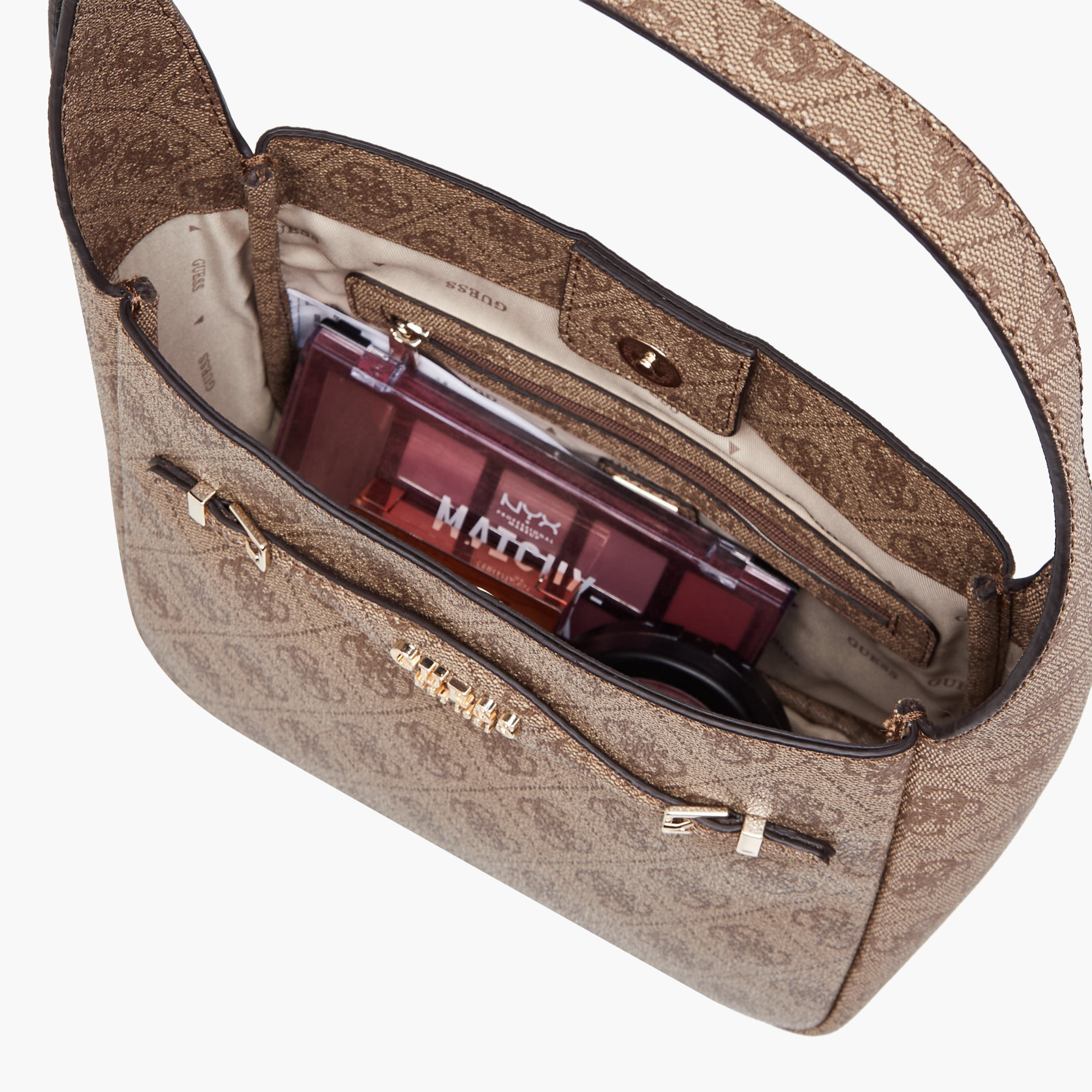 Guess Katya Monogram Print Shoulder Bag with Adjustable Strap-women-bagsandwallets-handbags-image-8