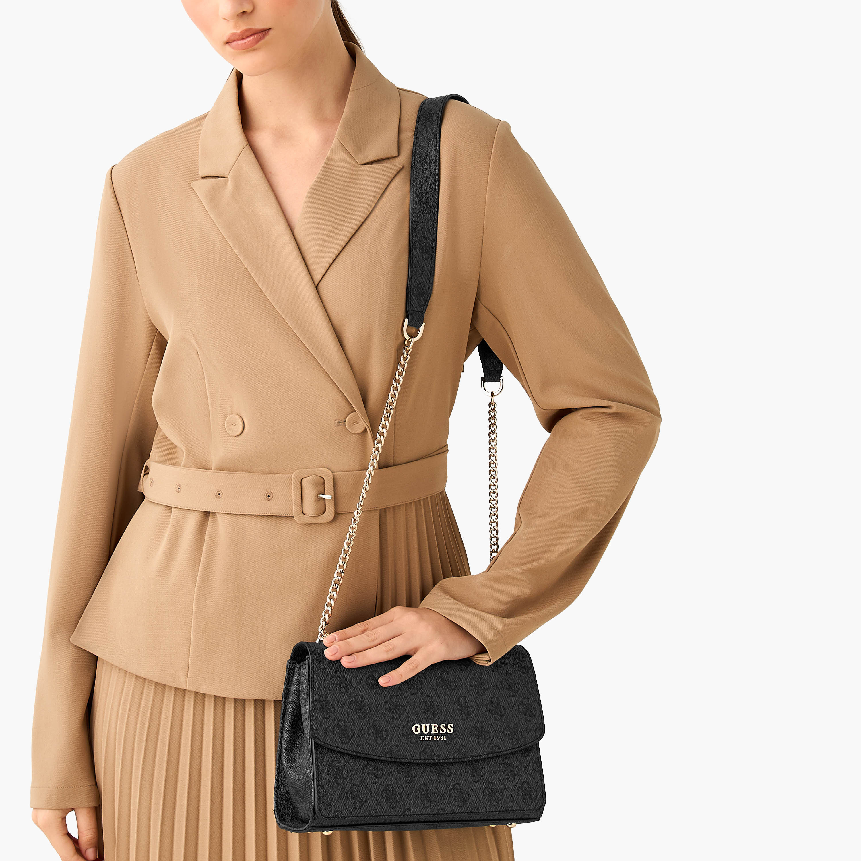 Guess CALISTA CONVERTIBLE Monogram Print Crossbody Bag with Flap Closure-women-bagsandwallets-handbags-image-2