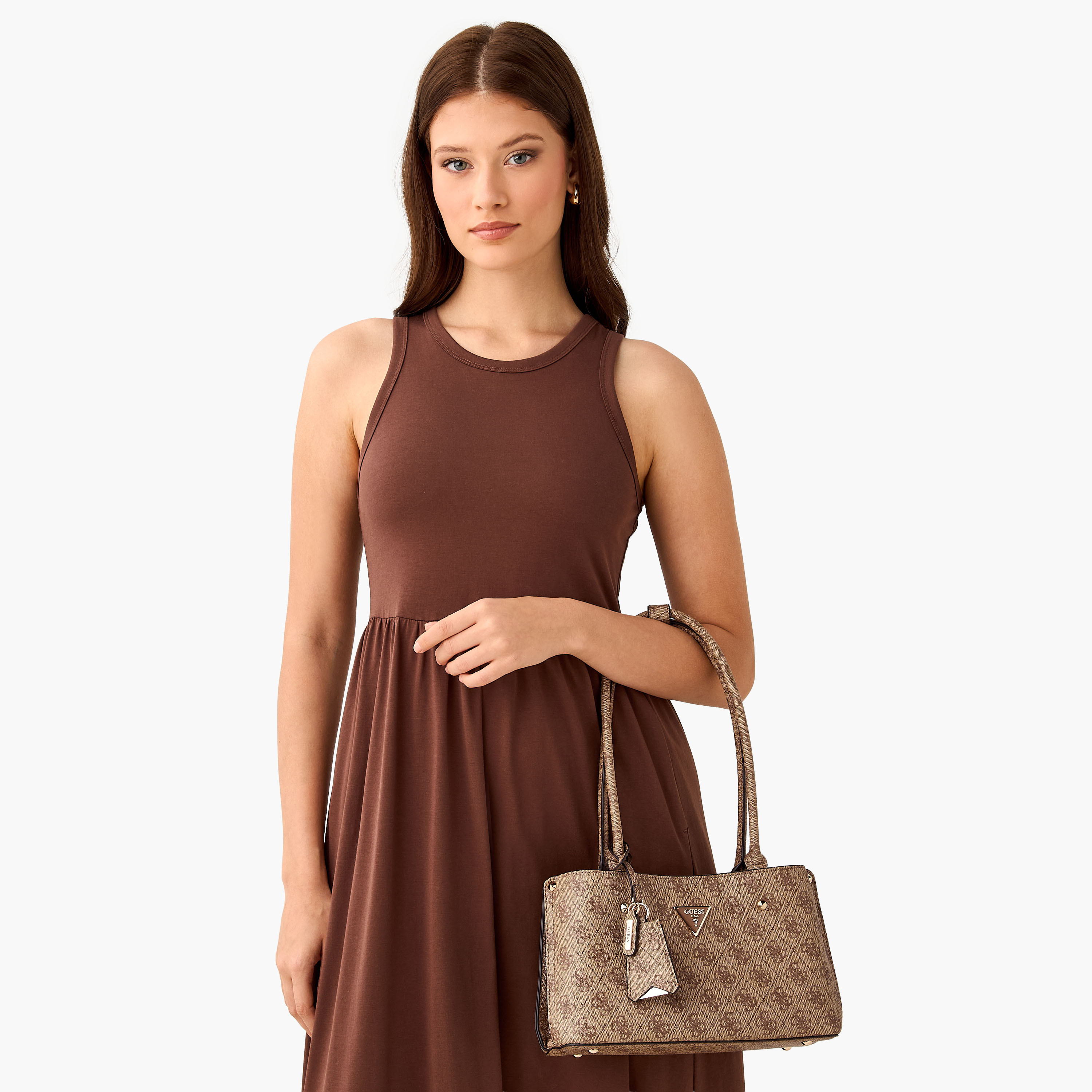 Guess Meridian II Monogram Print Shoulder Bag with Double Handle-women-bagsandwallets-handbags-image-2