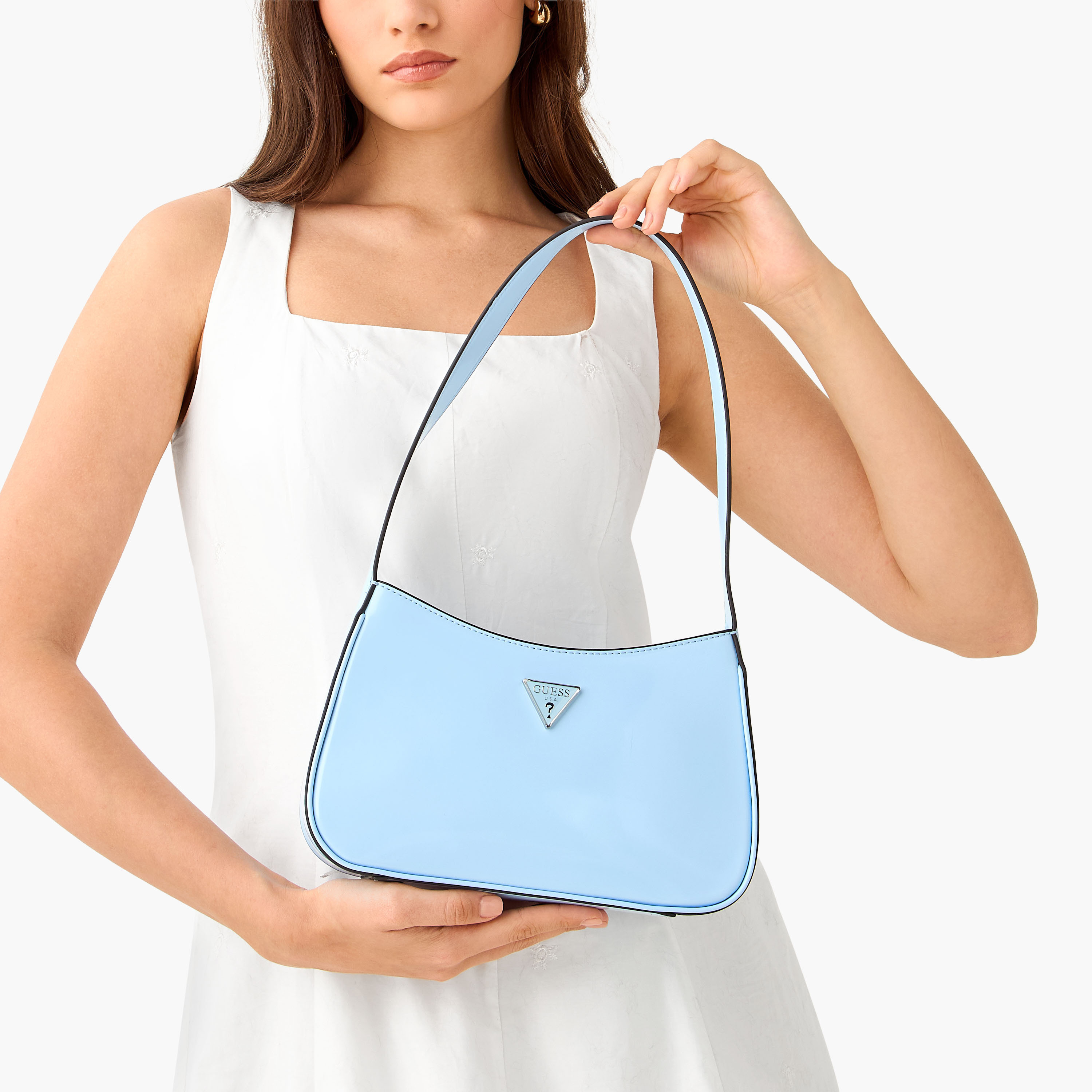 Guess Arnela Solid Shoulder Bag with Strap Handle-women-bagsandwallets-handbags-image-2