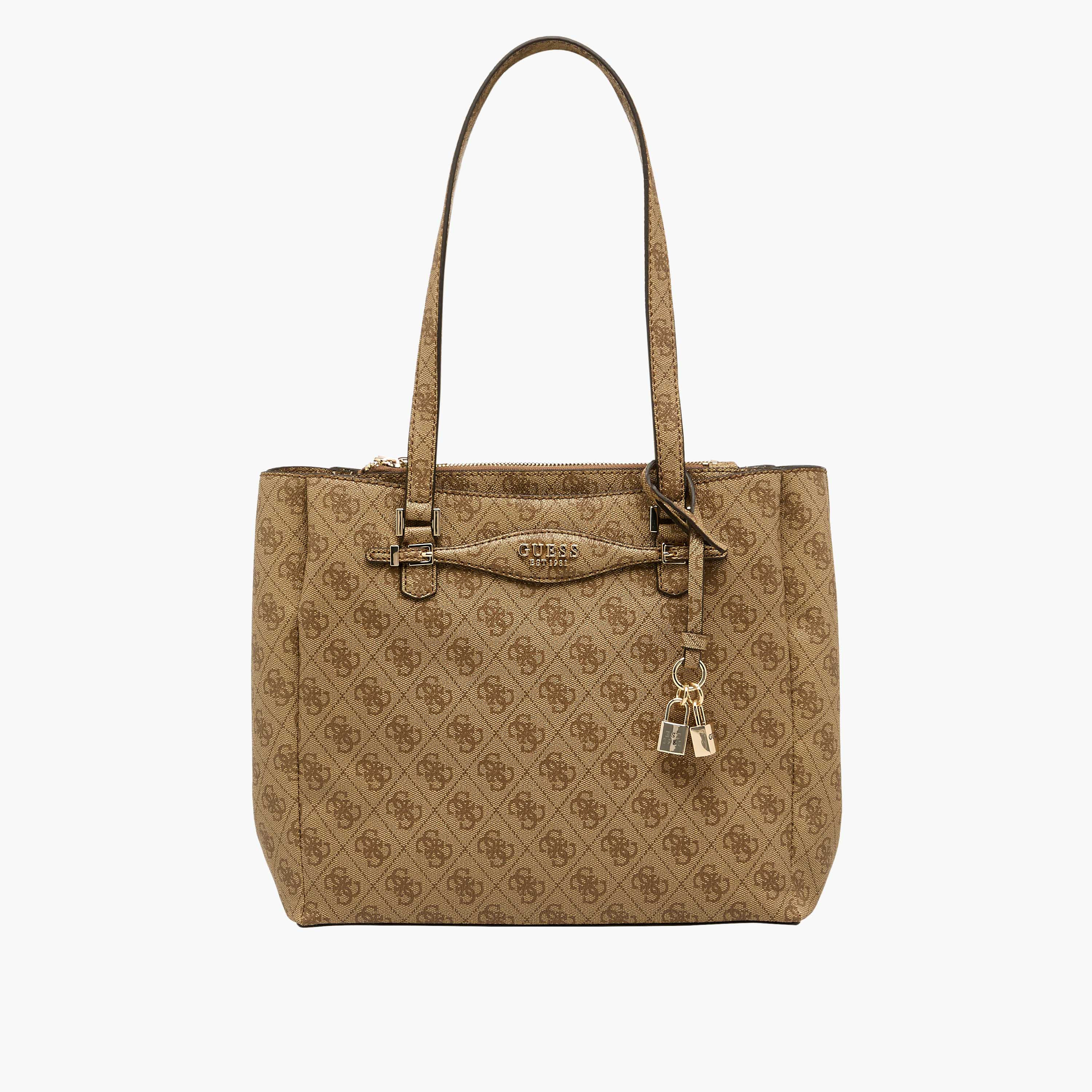 Guess Katya Monogram Textured Tote Bag with Double Handle-women-bagsandwallets-handbags-image-1