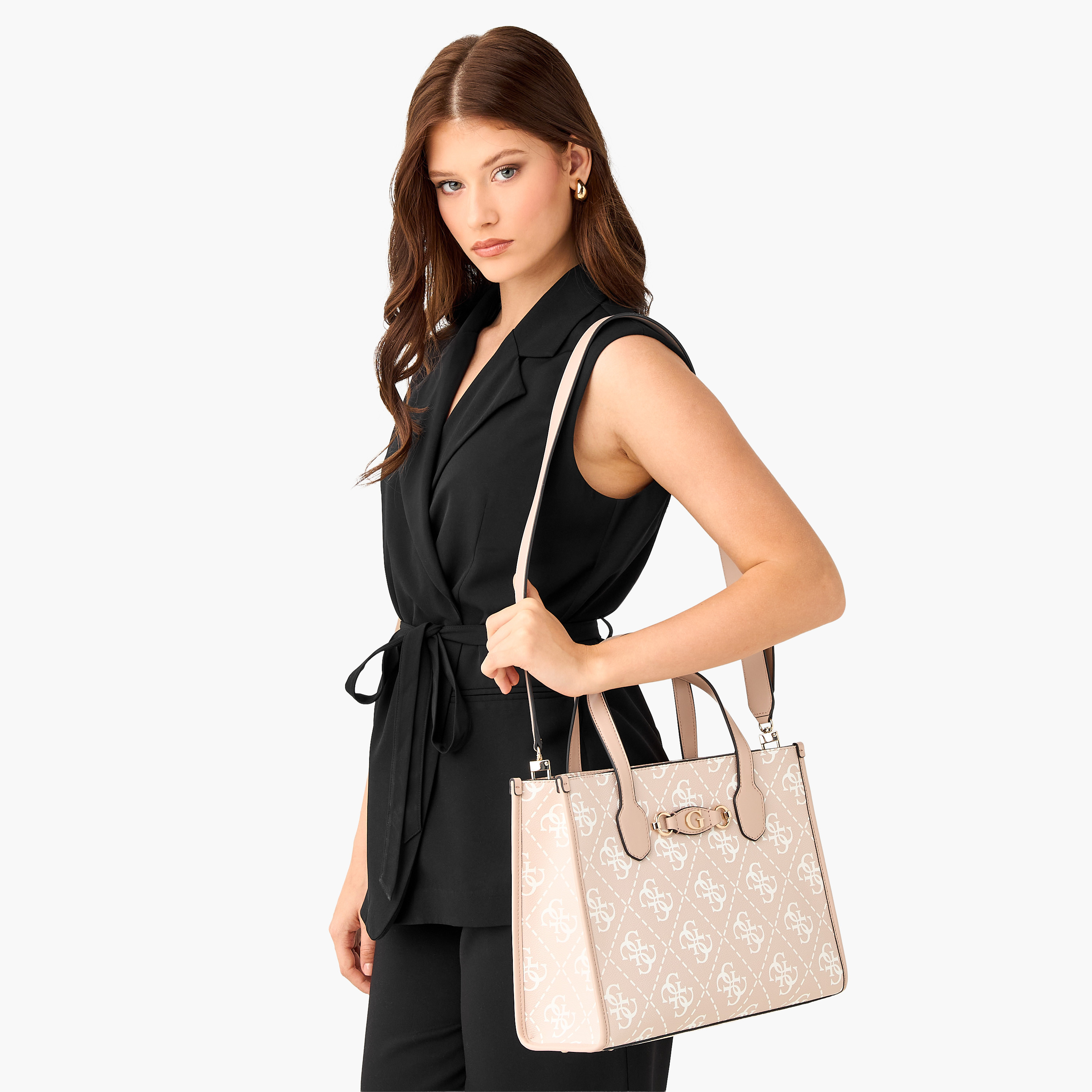 Guess IZZY 2 COMP Monogram Print Tote Bag with Detachable Shoulder Strap-women-bagsandwallets-handbags-image-2