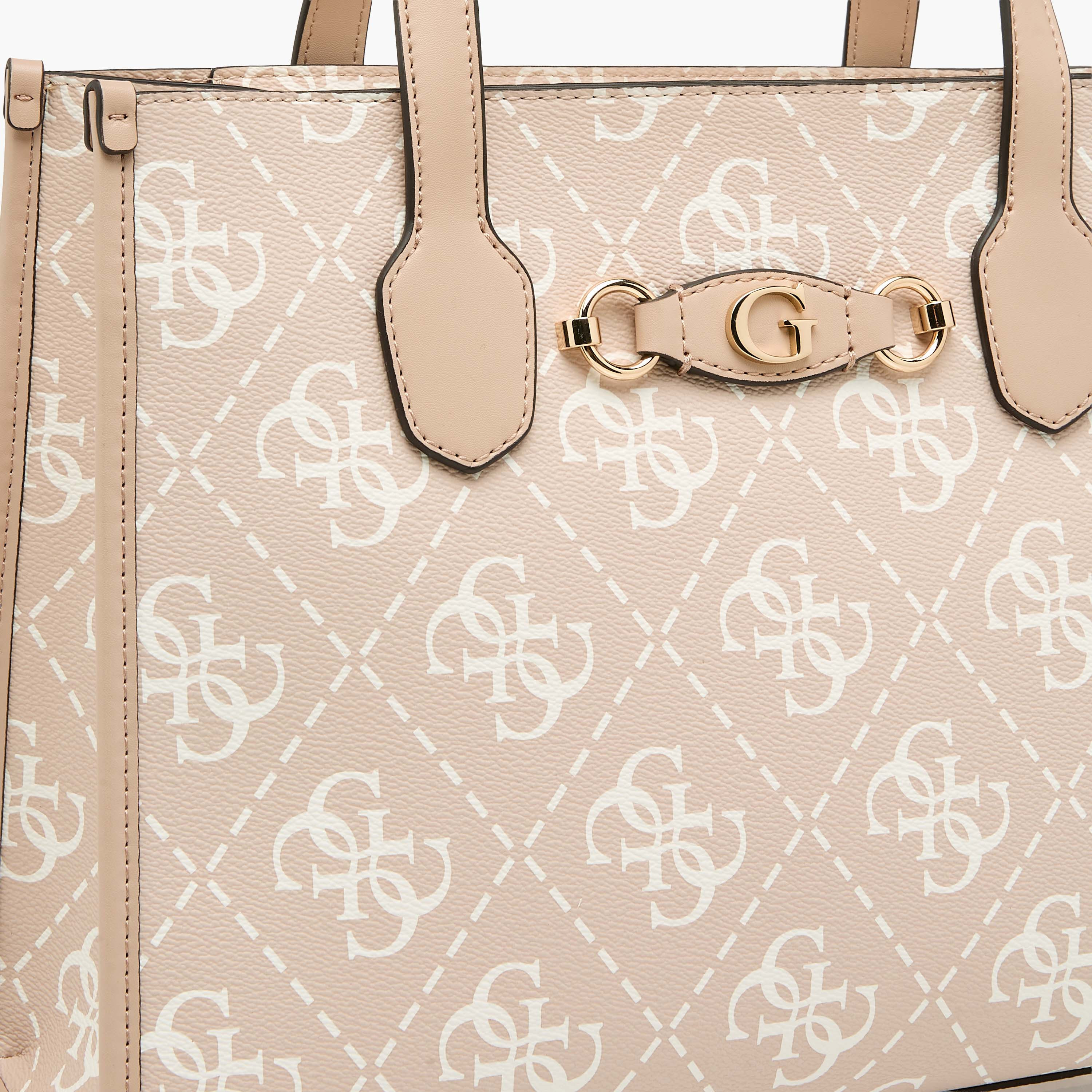 Guess IZZY 2 COMP Monogram Print Tote Bag with Detachable Shoulder Strap-women-bagsandwallets-handbags-image-5