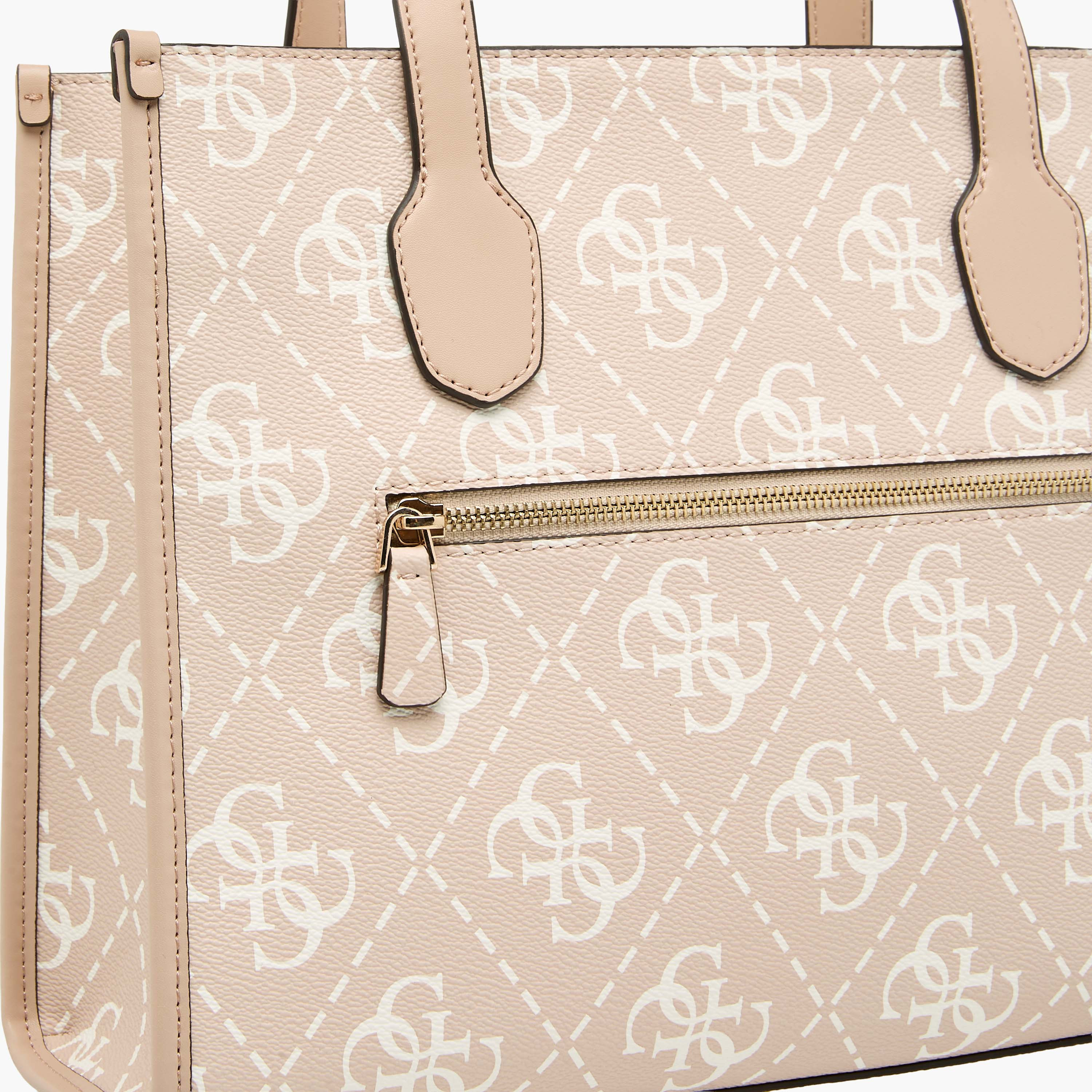 Guess IZZY 2 COMP Monogram Print Tote Bag with Detachable Shoulder Strap-women-bagsandwallets-handbags-image-6