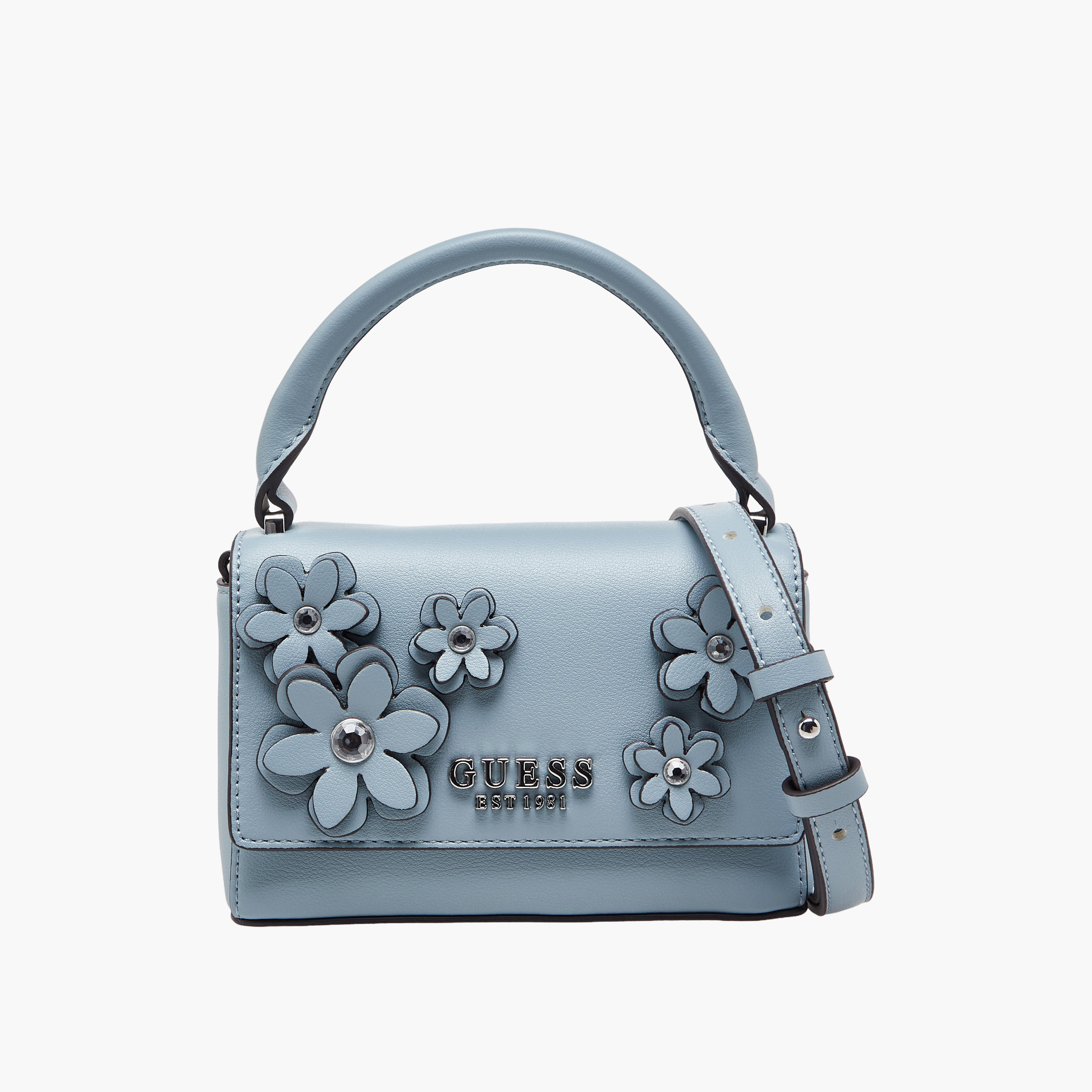 Guess Zaria Mini Floral Applique Embellishment Crossbody Bag with Top Handle-women-bagsandwallets-handbags-image-1