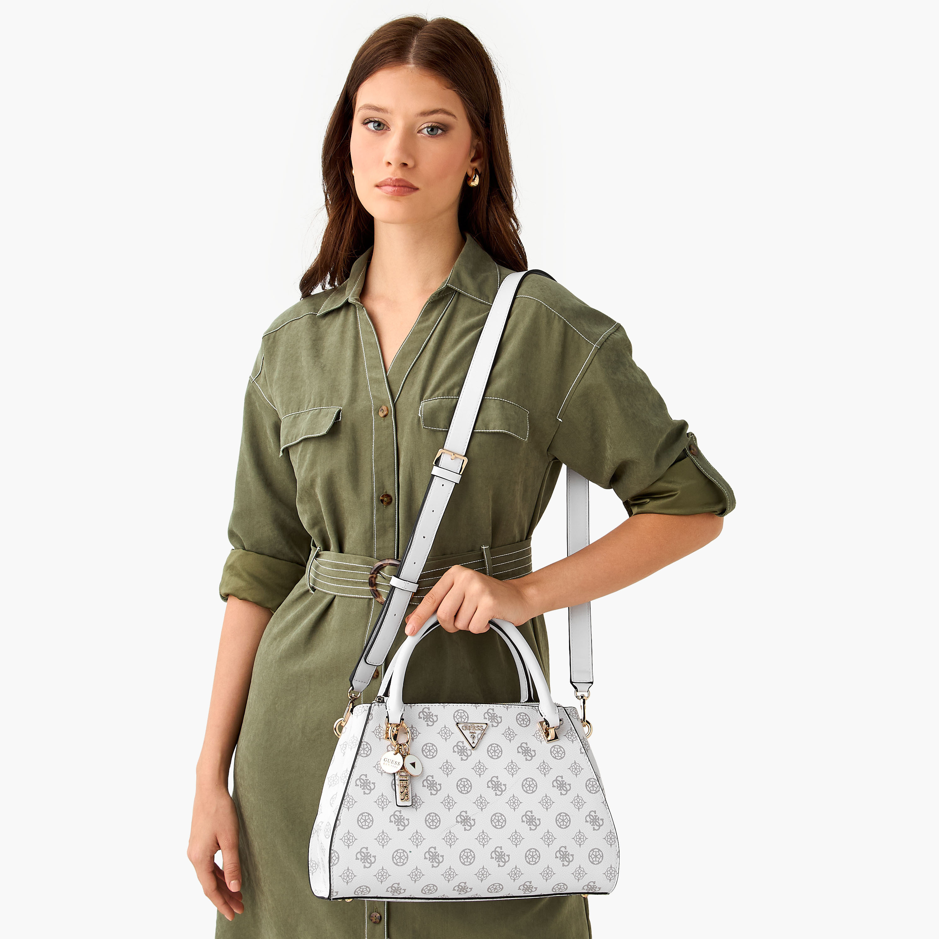 Guess Noelle Luxury Monogram Print Satchel Bag with Detachable Shoulder Strap-women-bagsandwallets-handbags-image-2