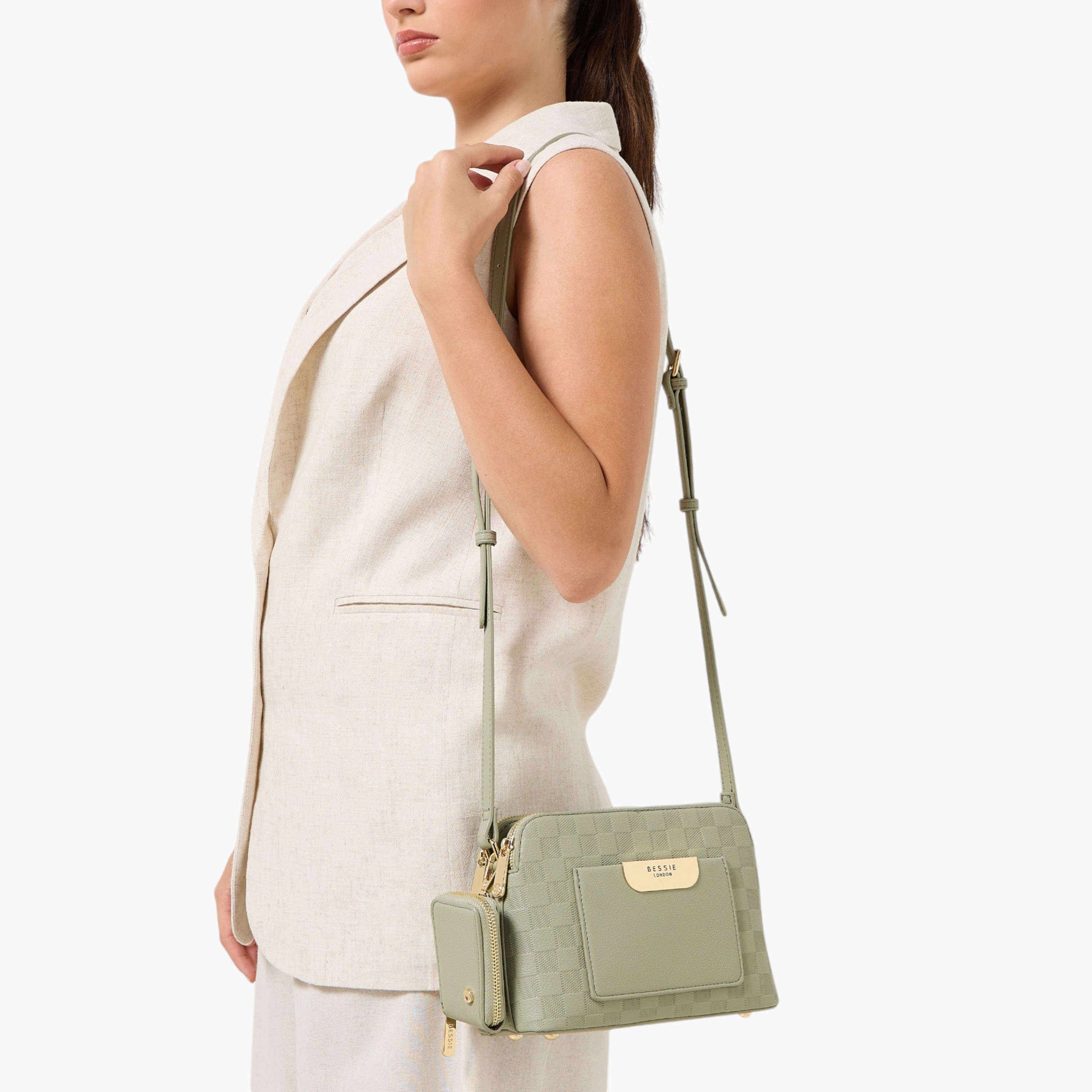 Bessie London Checked Crossbody Bag with Coin Purse-women-bagsandwallets-handbags-image-2