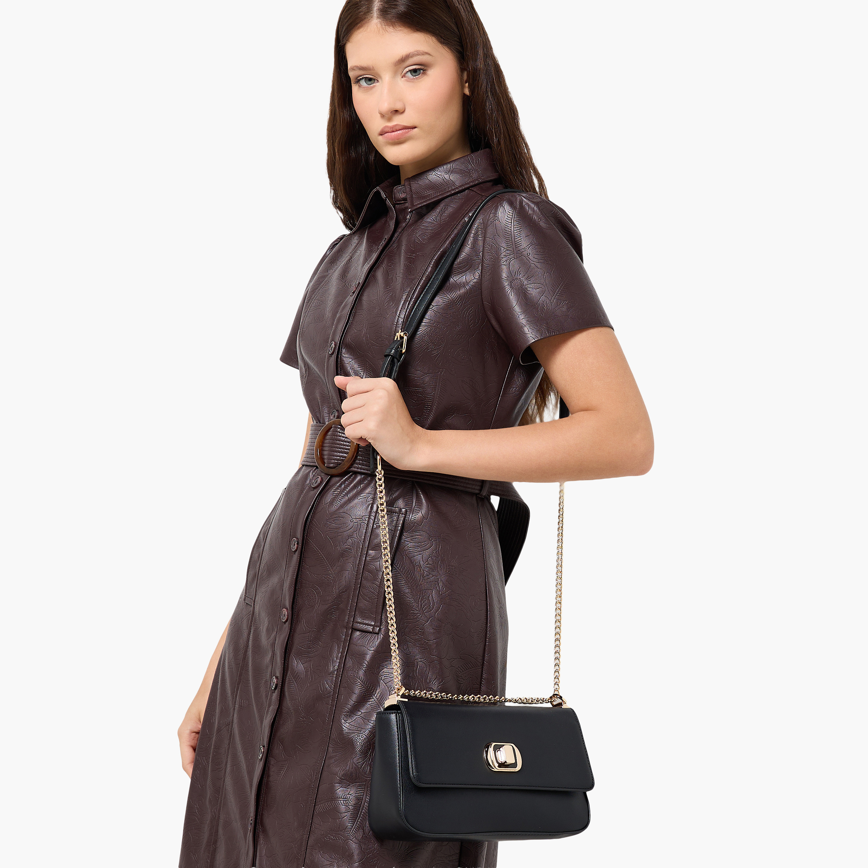 Bessie London Checked Baguette Bag with Detachable Strap-women-bagsandwallets-handbags-image-8