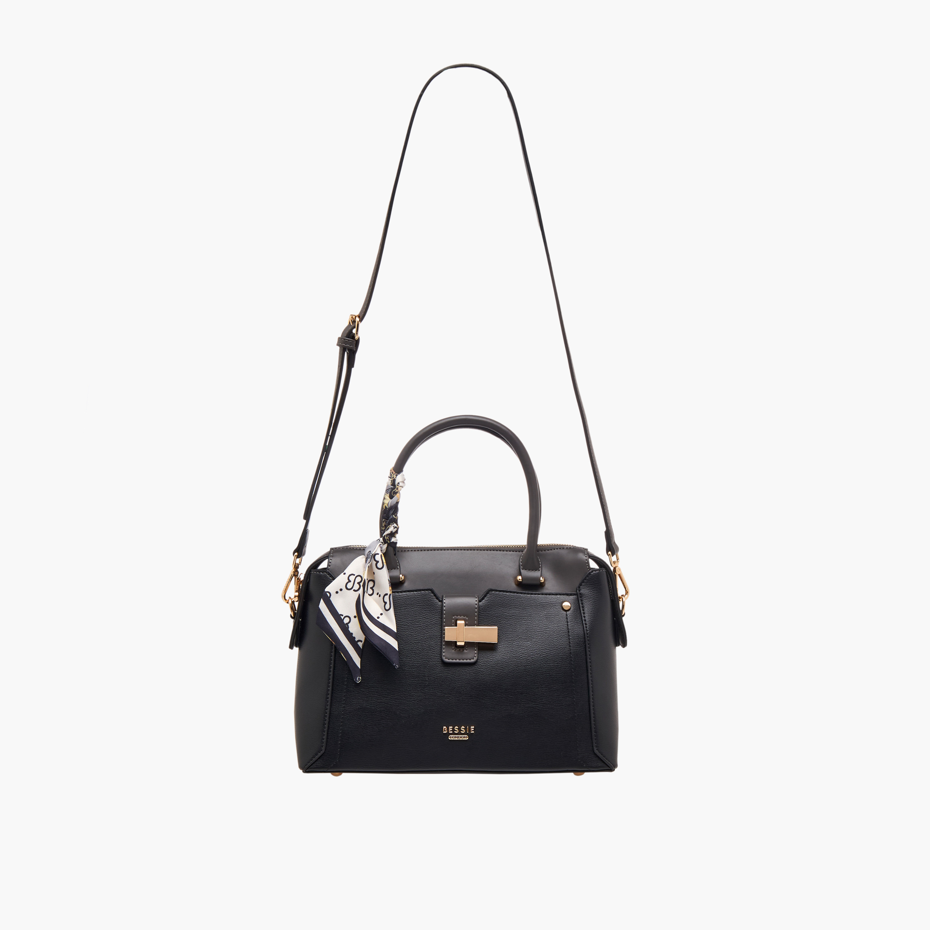 Bessie London Scarf Accent Tote Bag with Detachable Strap-women-bagsandwallets-handbags-image-3