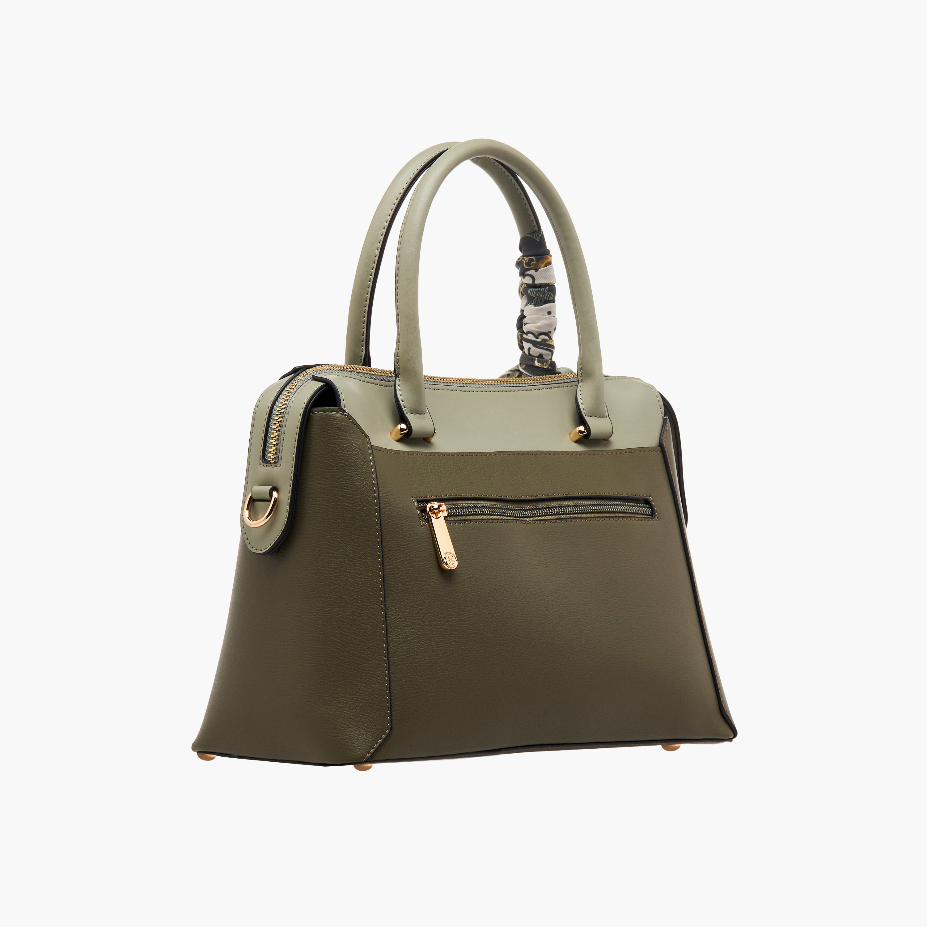 Bessie London Scarf Accent Tote Bag with Detachable Strap-women-bagsandwallets-handbags-image-4