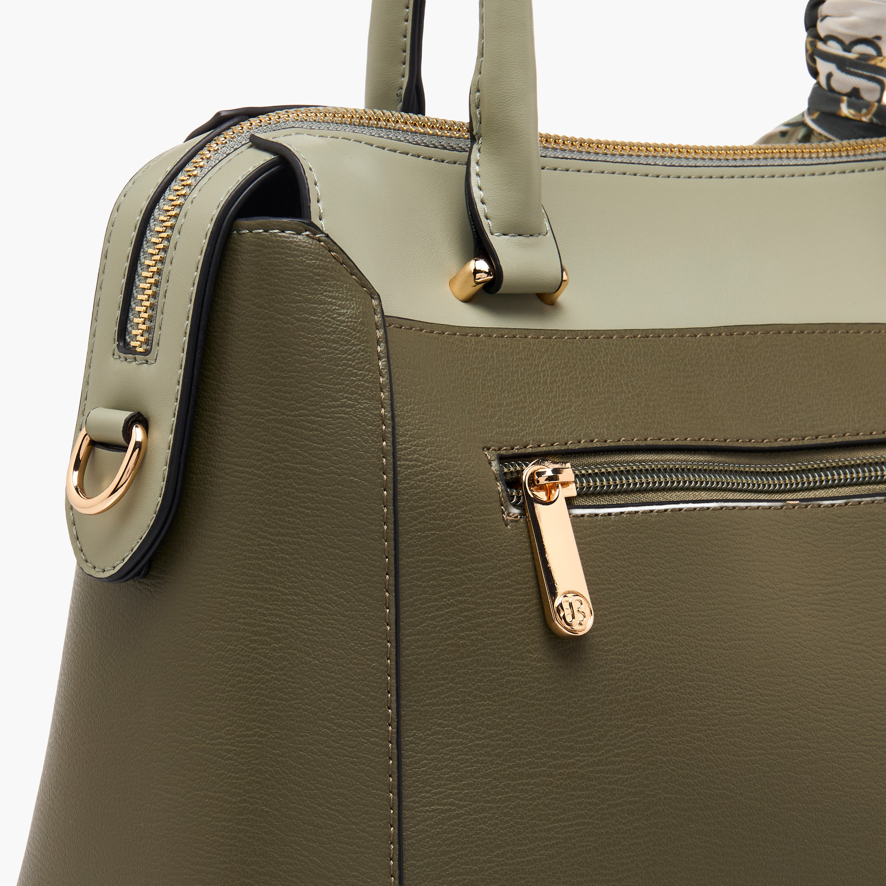 Bessie London Scarf Accent Tote Bag with Detachable Strap-women-bagsandwallets-handbags-image-6