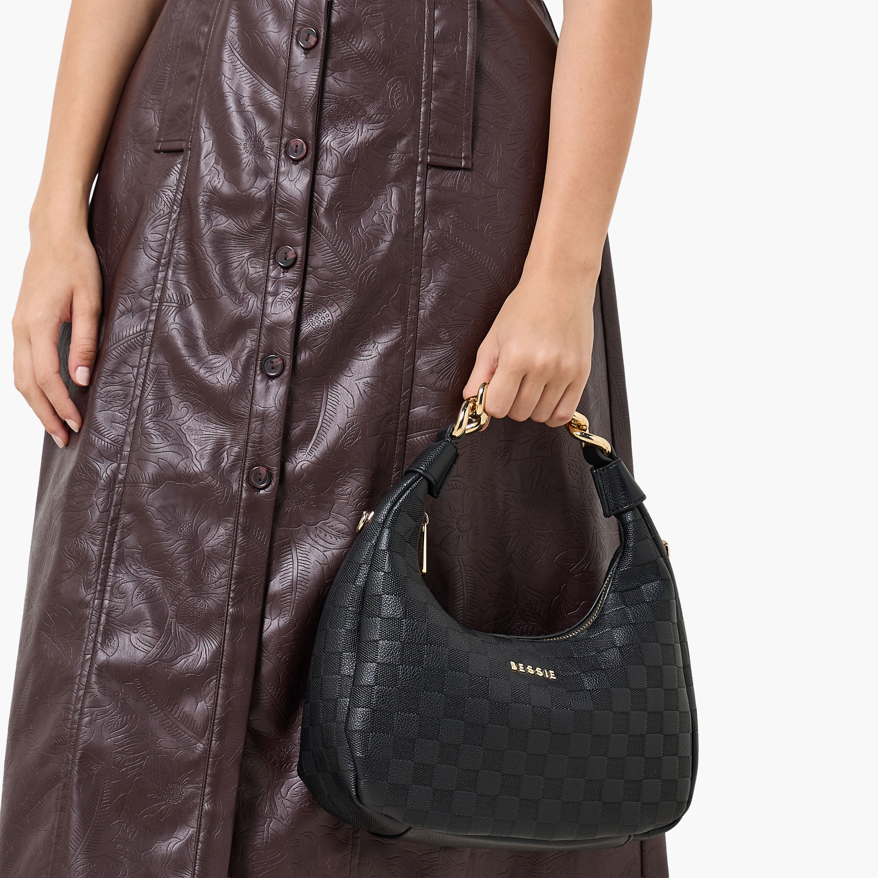 شنطة هوبو كاروهات بحزام قابل للفصل من بيسي لندن-women-bagsandwallets-handbags-image-2