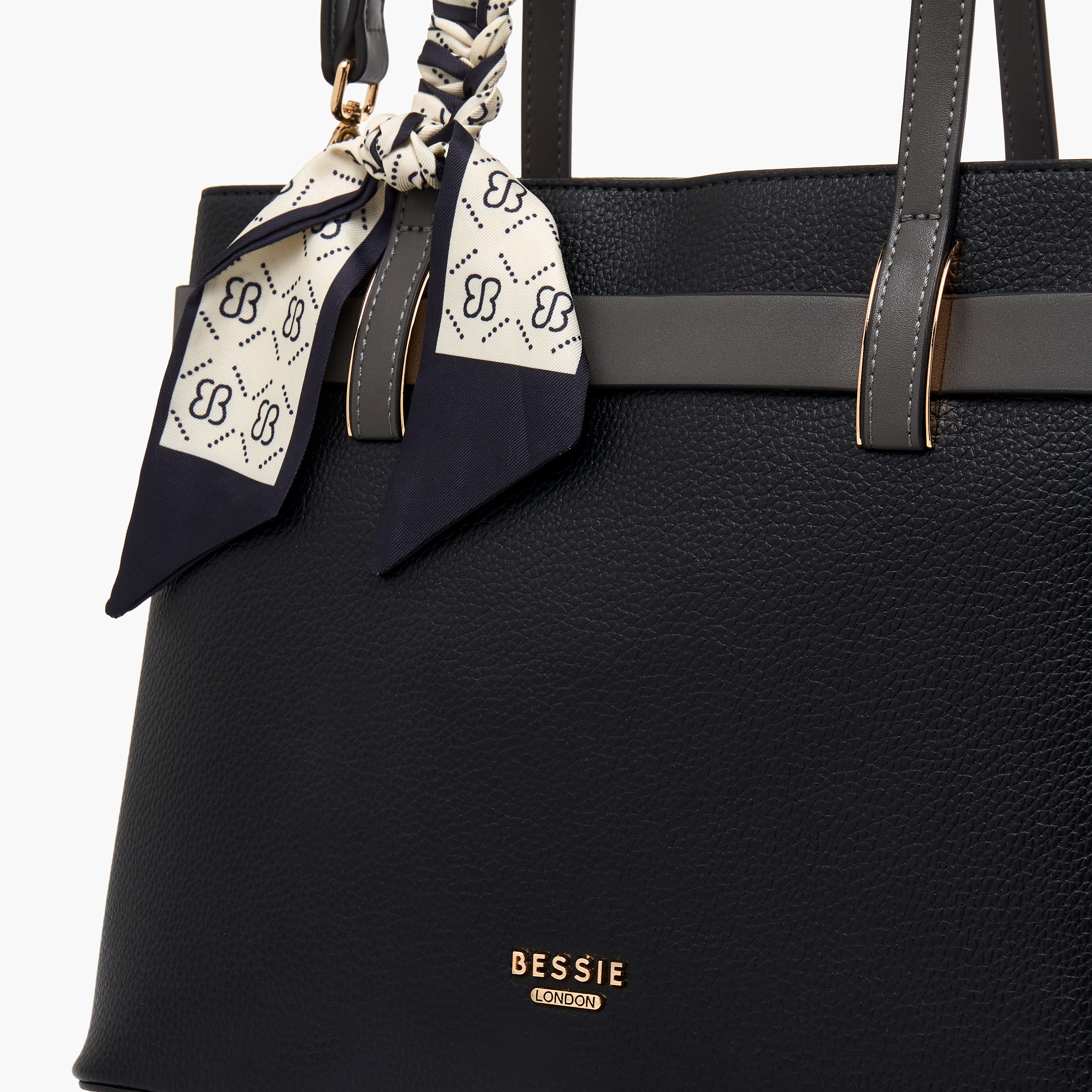 Bessie London Textured Tote Bag Set with Charm Detail-women-bagsandwallets-handbags-image-4