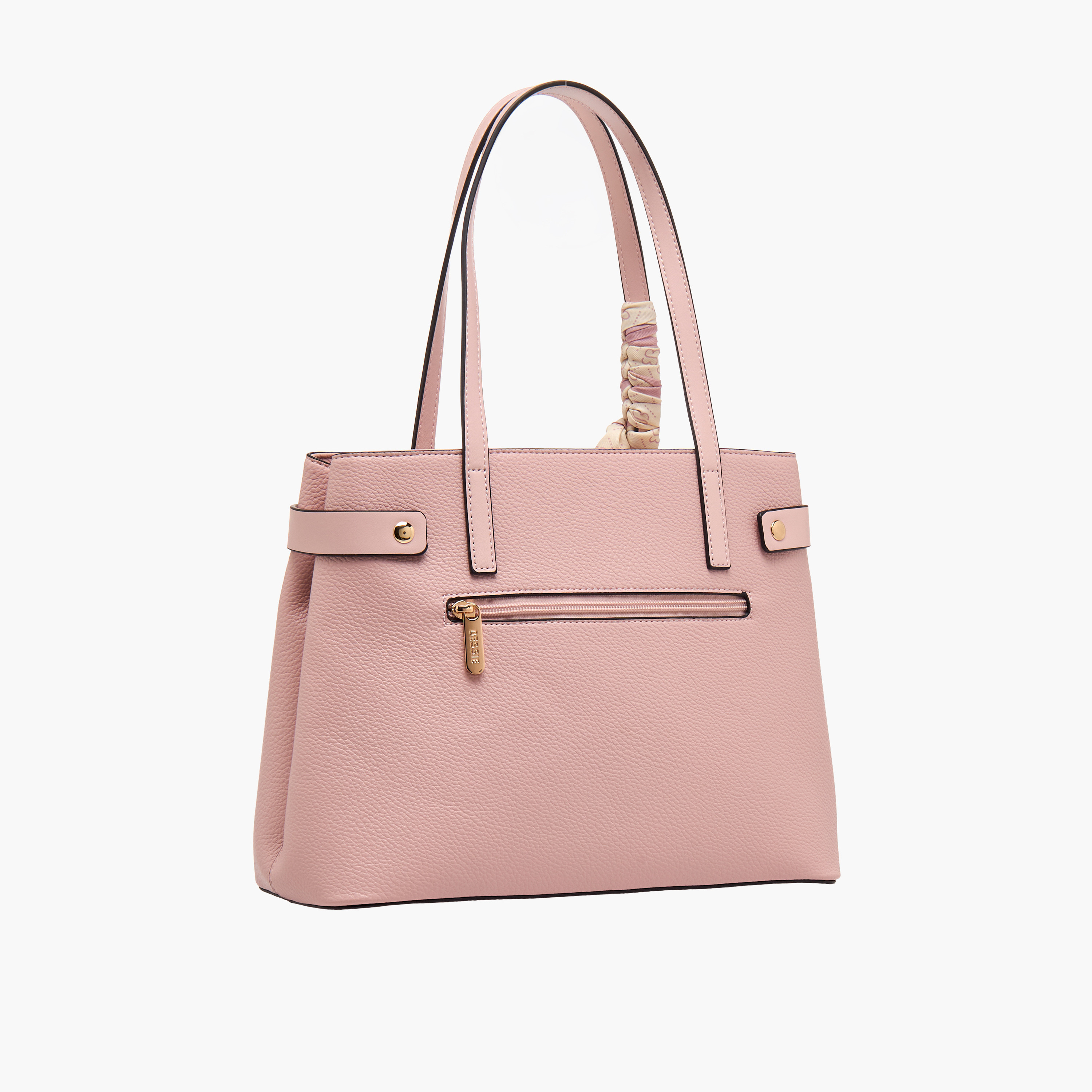 Bessie London Scraf Detail Tote Bag with Detachable Strap-women-bagsandwallets-handbags-image-4