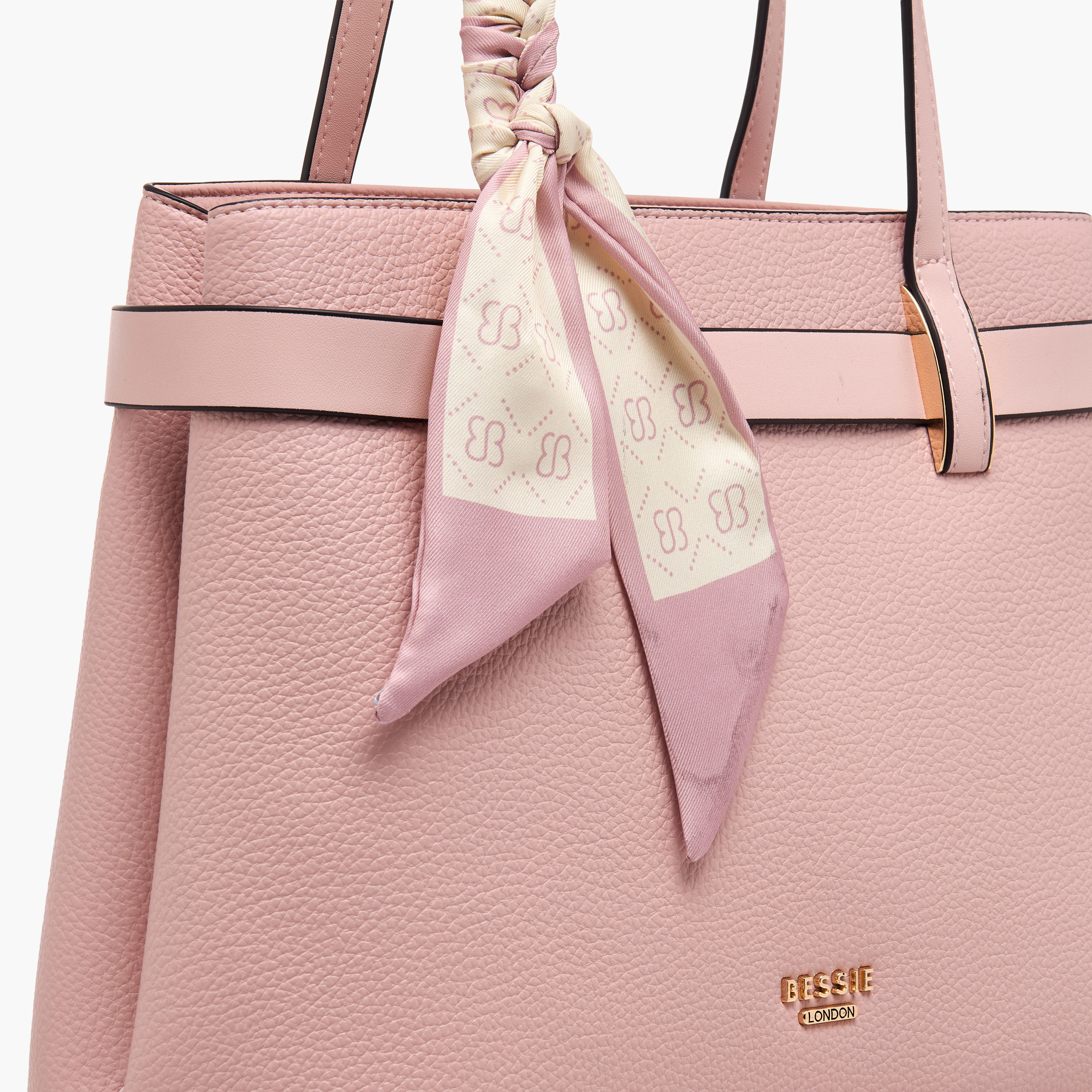 Bessie London Scraf Detail Tote Bag with Detachable Strap-women-bagsandwallets-handbags-image-5