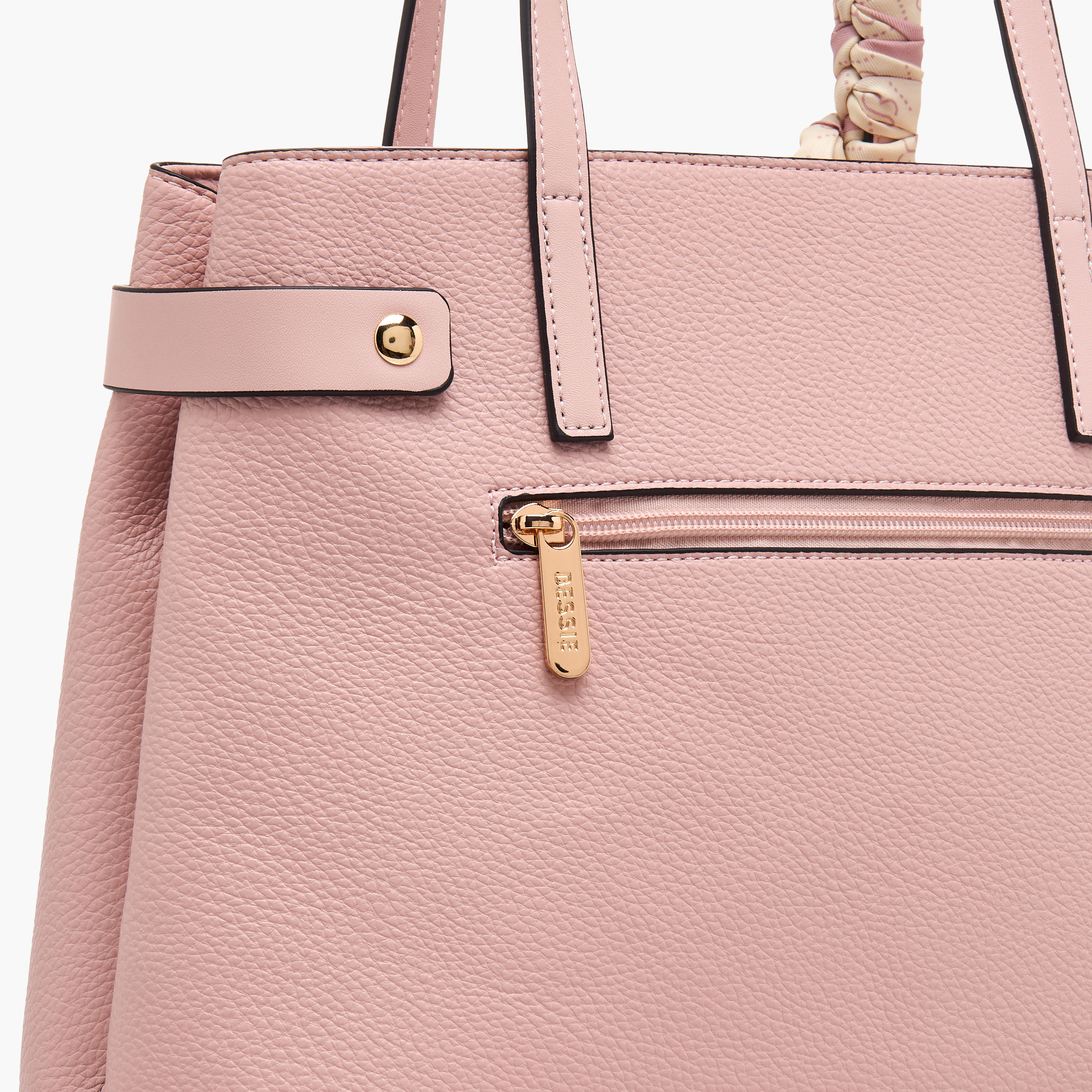Bessie London Scraf Detail Tote Bag with Detachable Strap-women-bagsandwallets-handbags-image-6