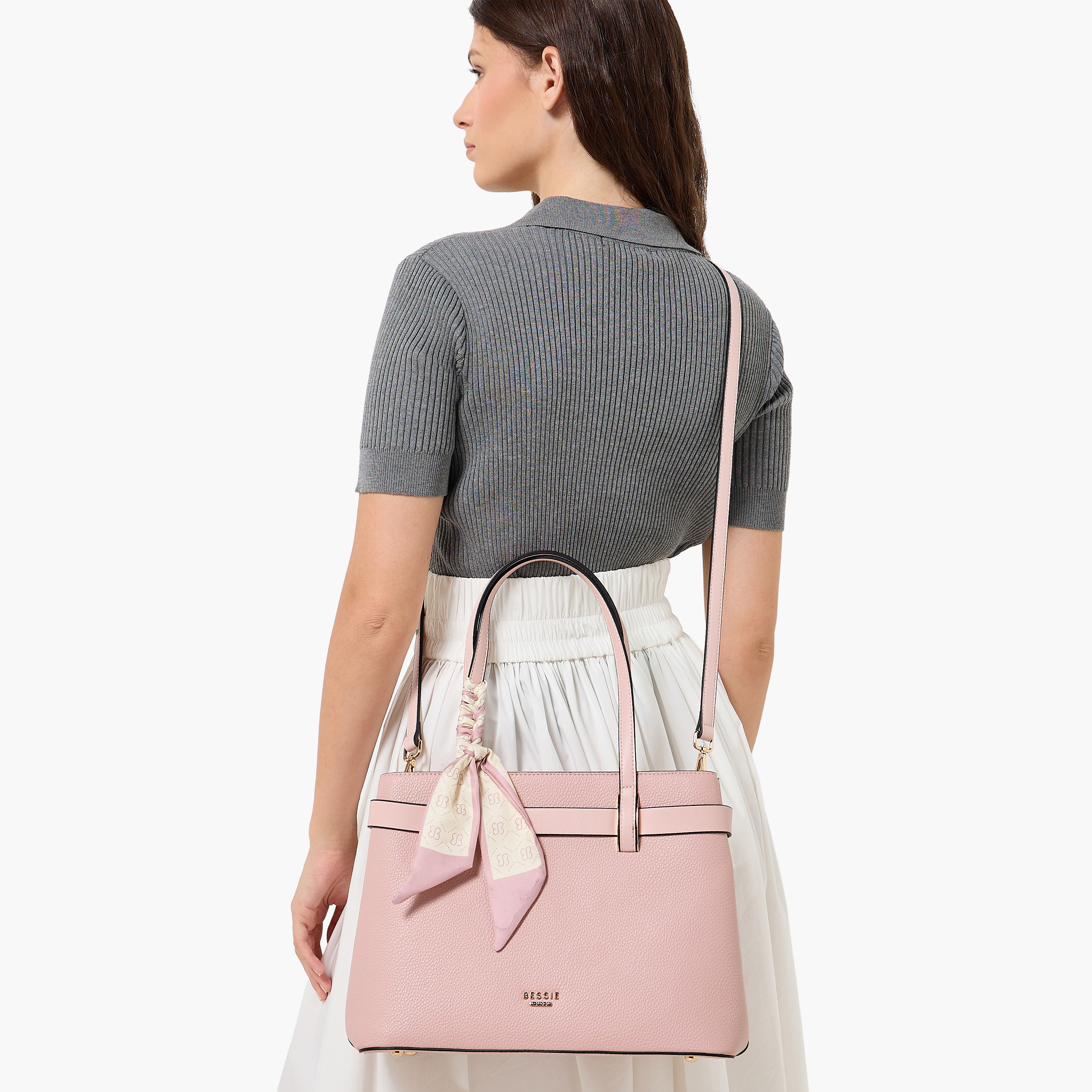 Bessie London Scraf Detail Tote Bag with Detachable Strap-women-bagsandwallets-handbags-image-8