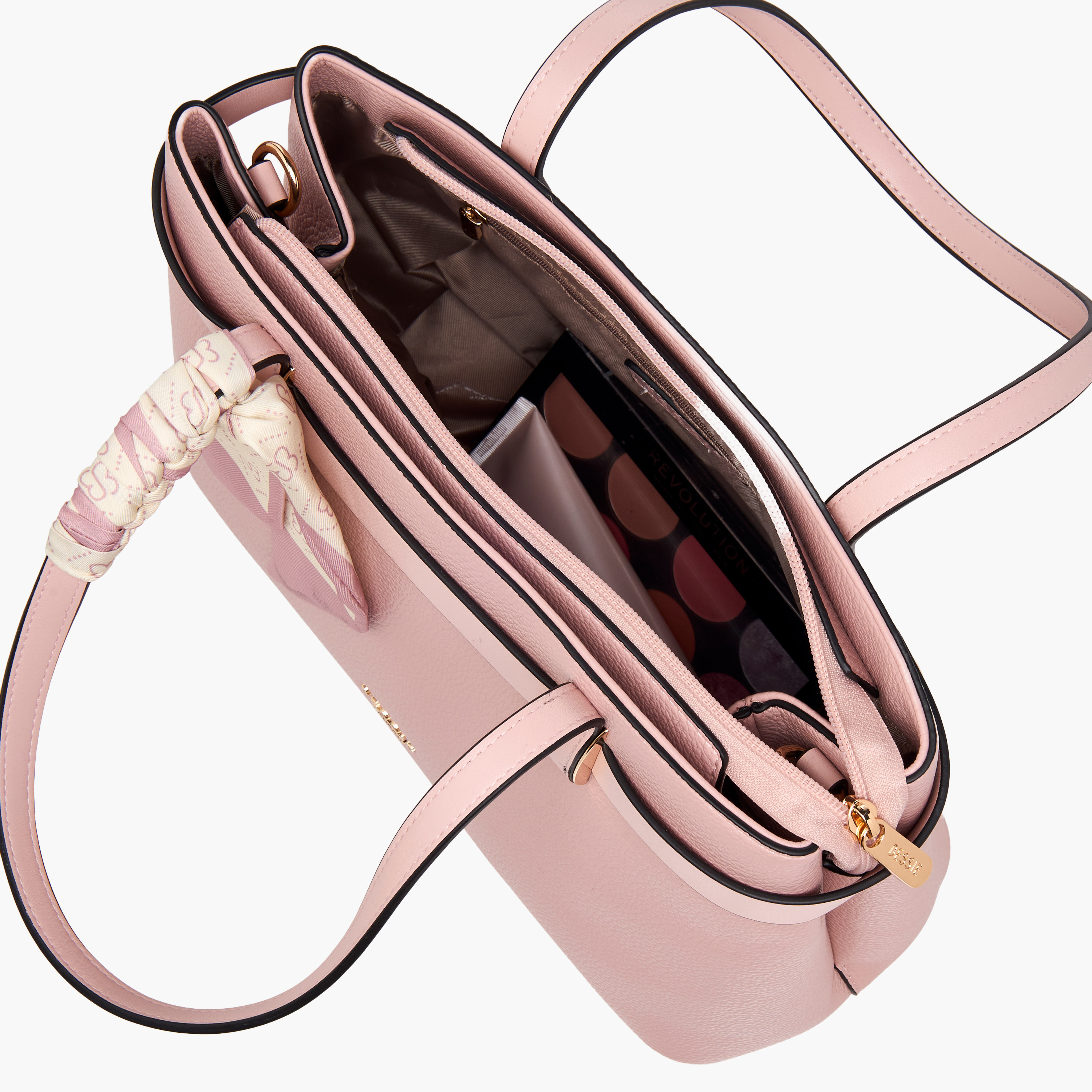 Bessie London Scraf Detail Tote Bag with Detachable Strap-women-bagsandwallets-handbags-image-9