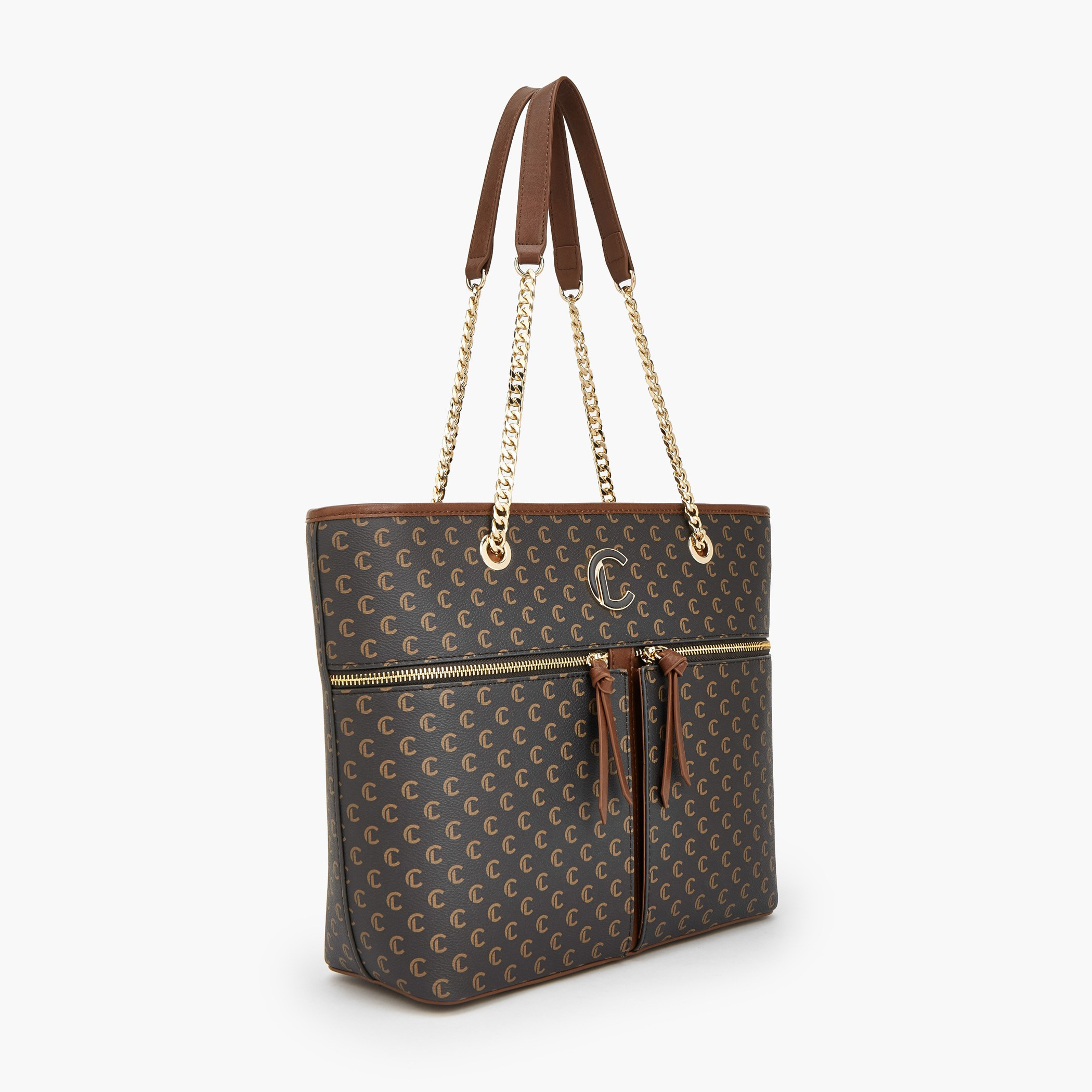 شنطة توتي بمقابض سلسلة وطبعات مونوجرام من لو كونفورت-women-bagsandwallets-handbags-image-2