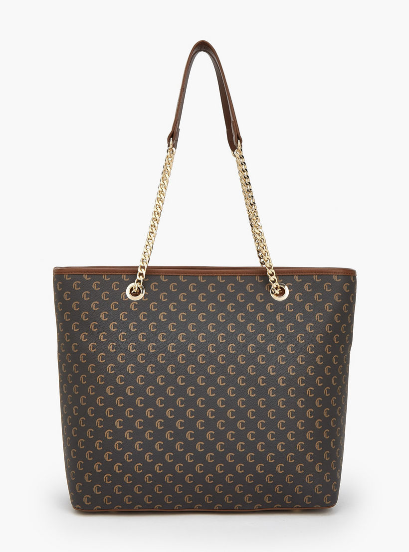 شنطة توتي بمقابض سلسلة وطبعات مونوجرام من لو كونفورت-women-bagsandwallets-handbags-image-4