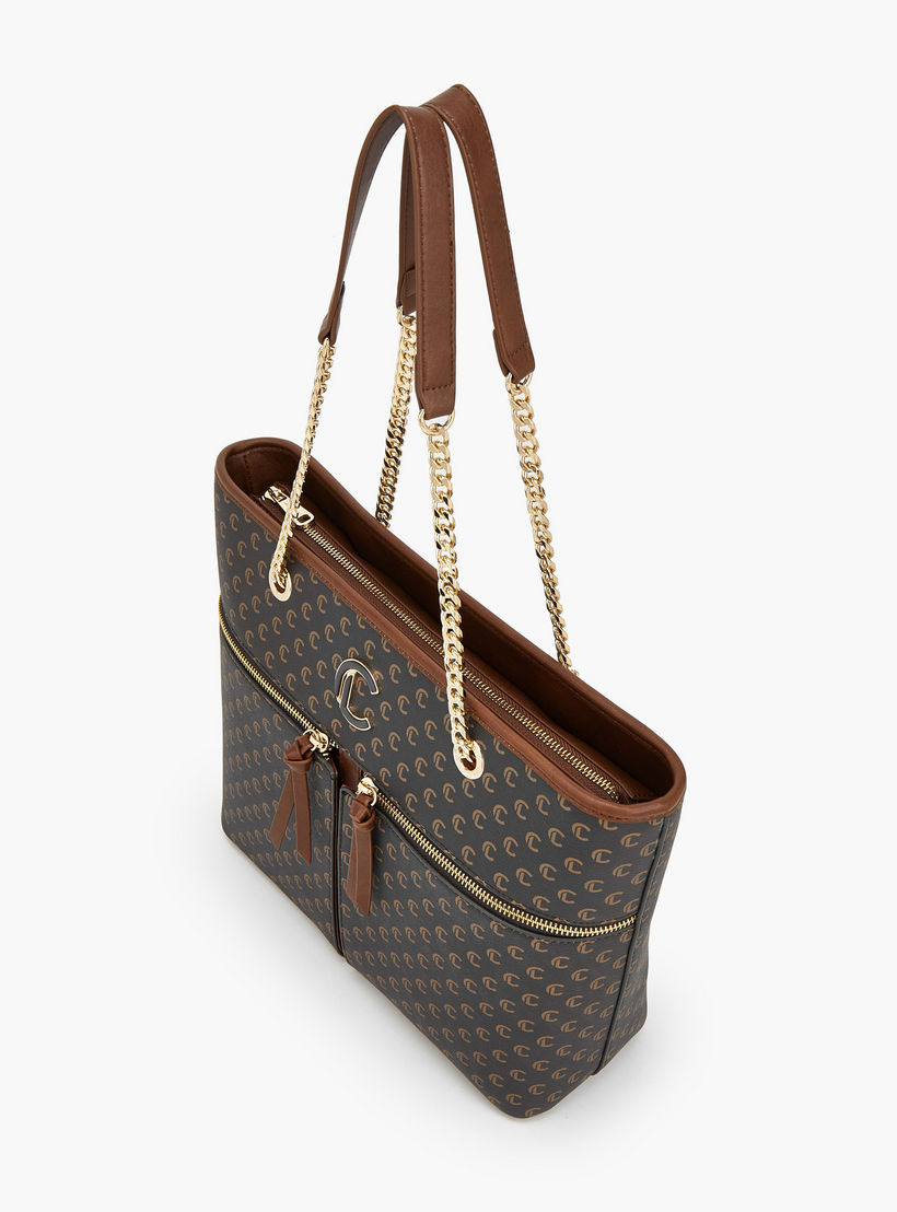 شنطة توتي بمقابض سلسلة وطبعات مونوجرام من لو كونفورت-women-bagsandwallets-handbags-image-5